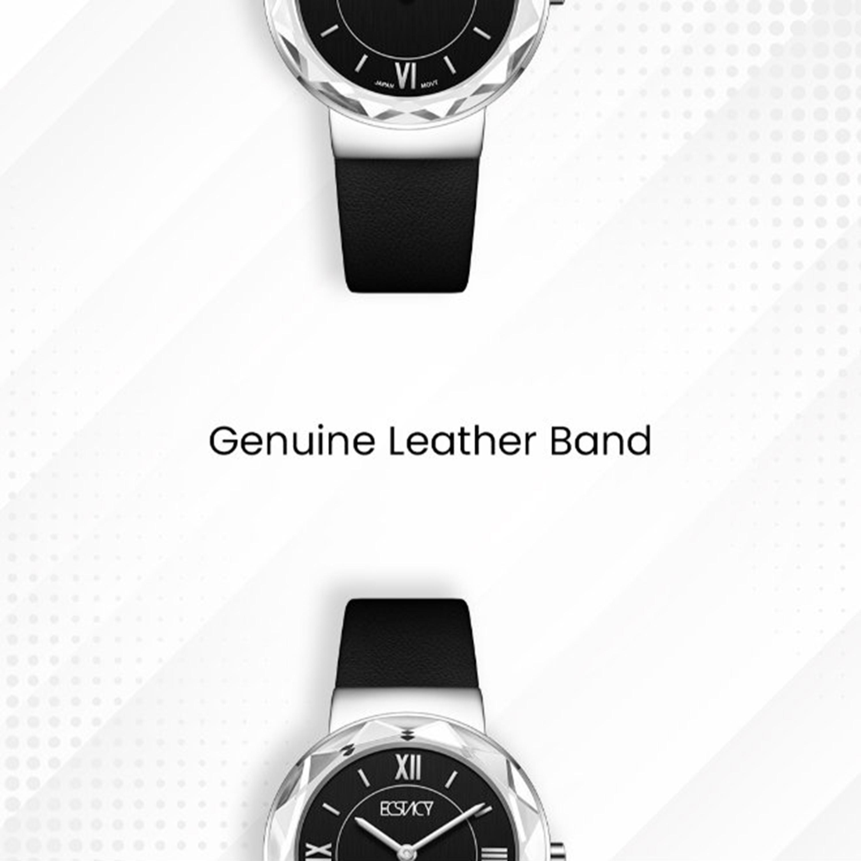 Ecstacy Women's 34.5MM Black Analog Genuine Leather Watch | E25506-SLBB-women-watchesandjewellery-watches-image-5
