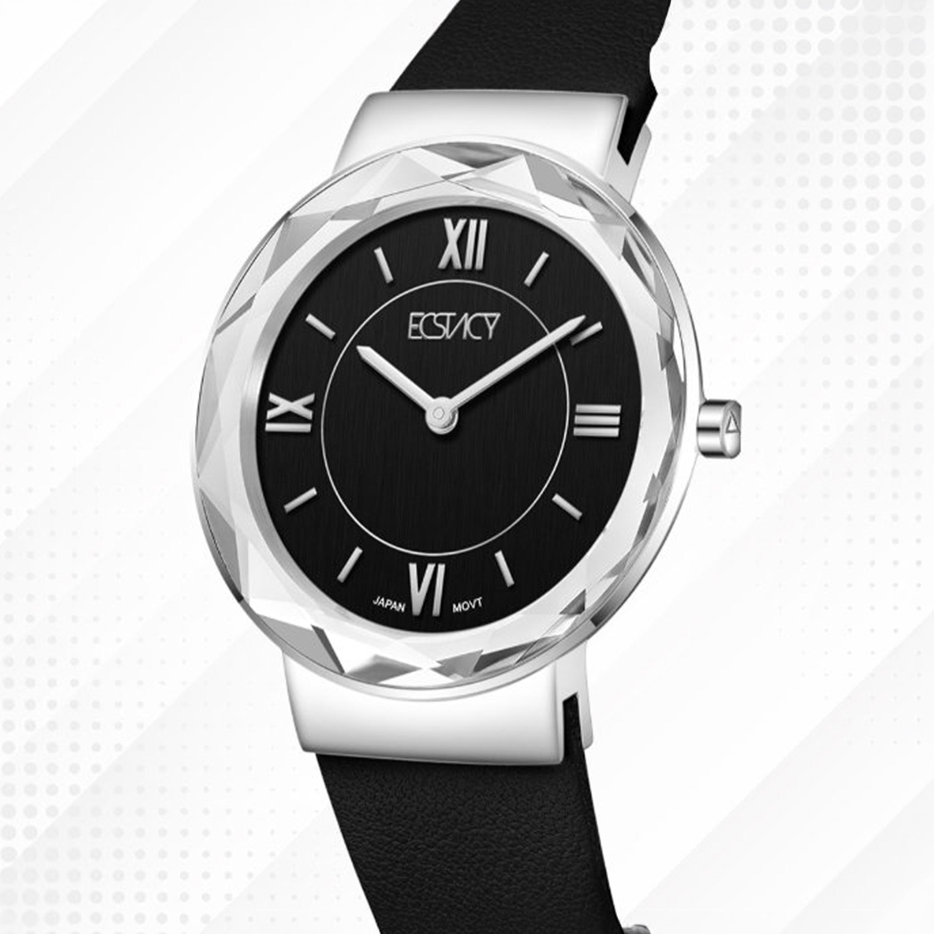 Ecstacy Women's 34.5MM Black Analog Genuine Leather Watch | E25506-SLBB-women-watchesandjewellery-watches-image-6