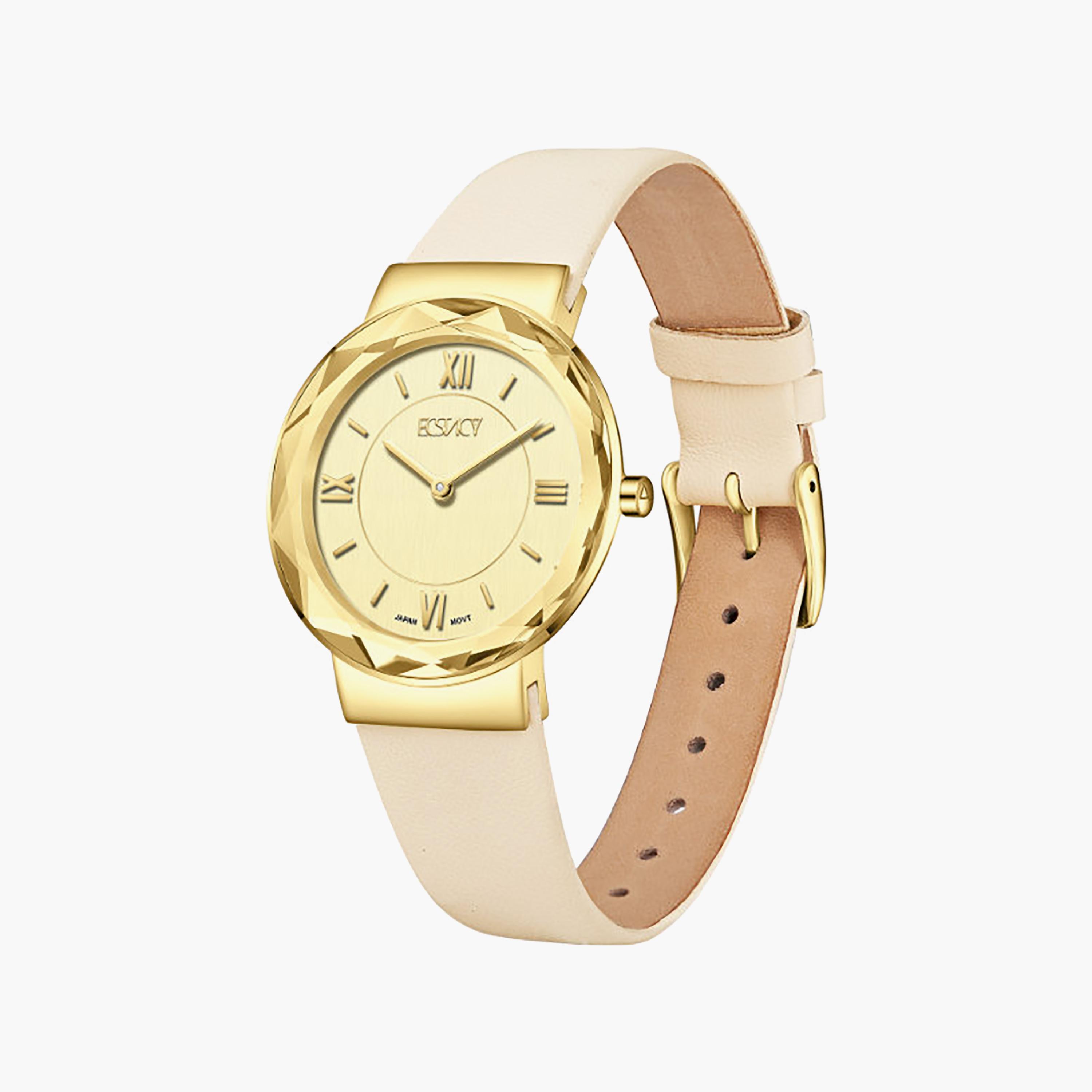Ecstacy Women's 34.5MM Gold Analog Genuine Leather Watch | E25506-GLCC-women-watchesandjewellery-watches-image-2