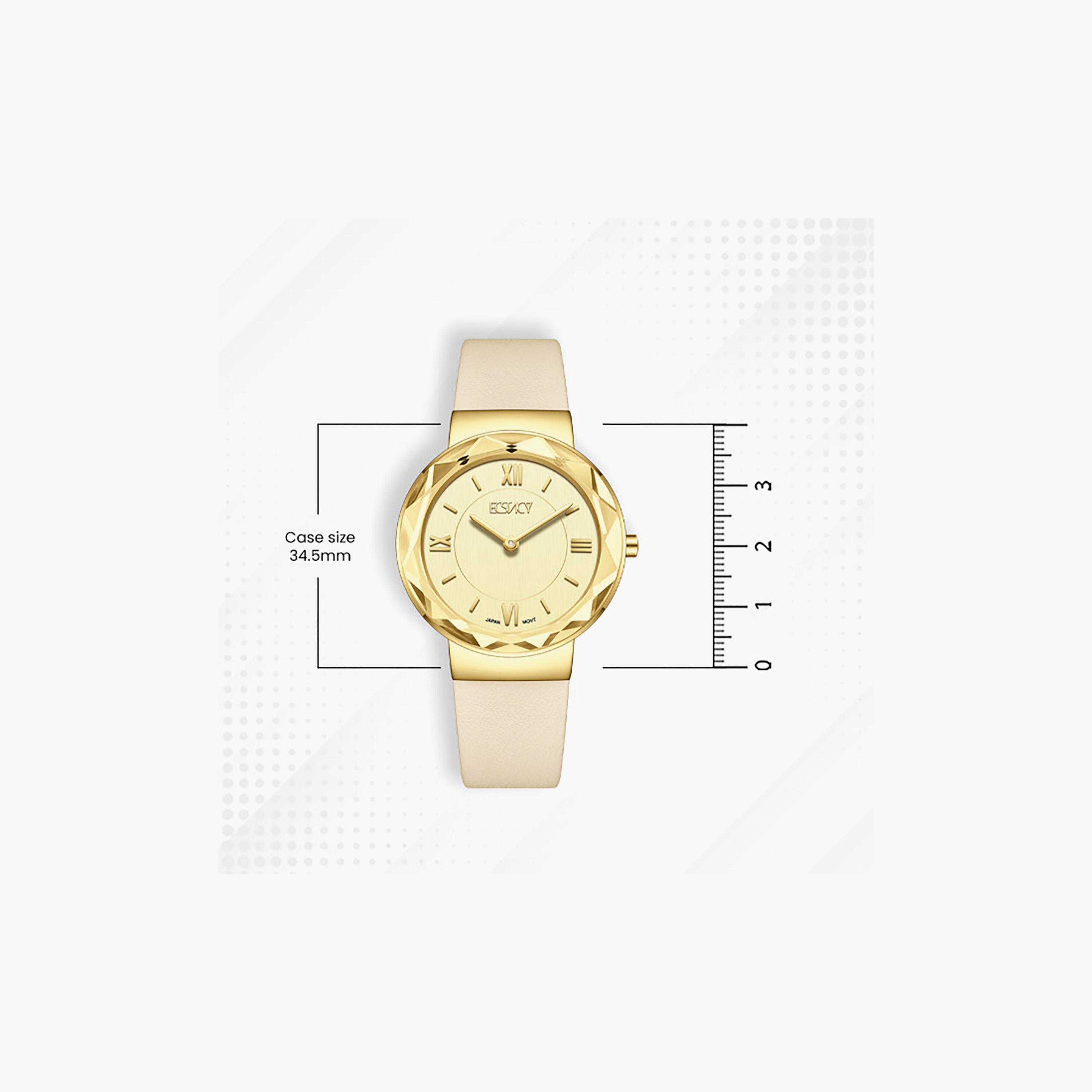 Ecstacy Women's 34.5MM Gold Analog Genuine Leather Watch | E25506-GLCC-women-watchesandjewellery-watches-image-4