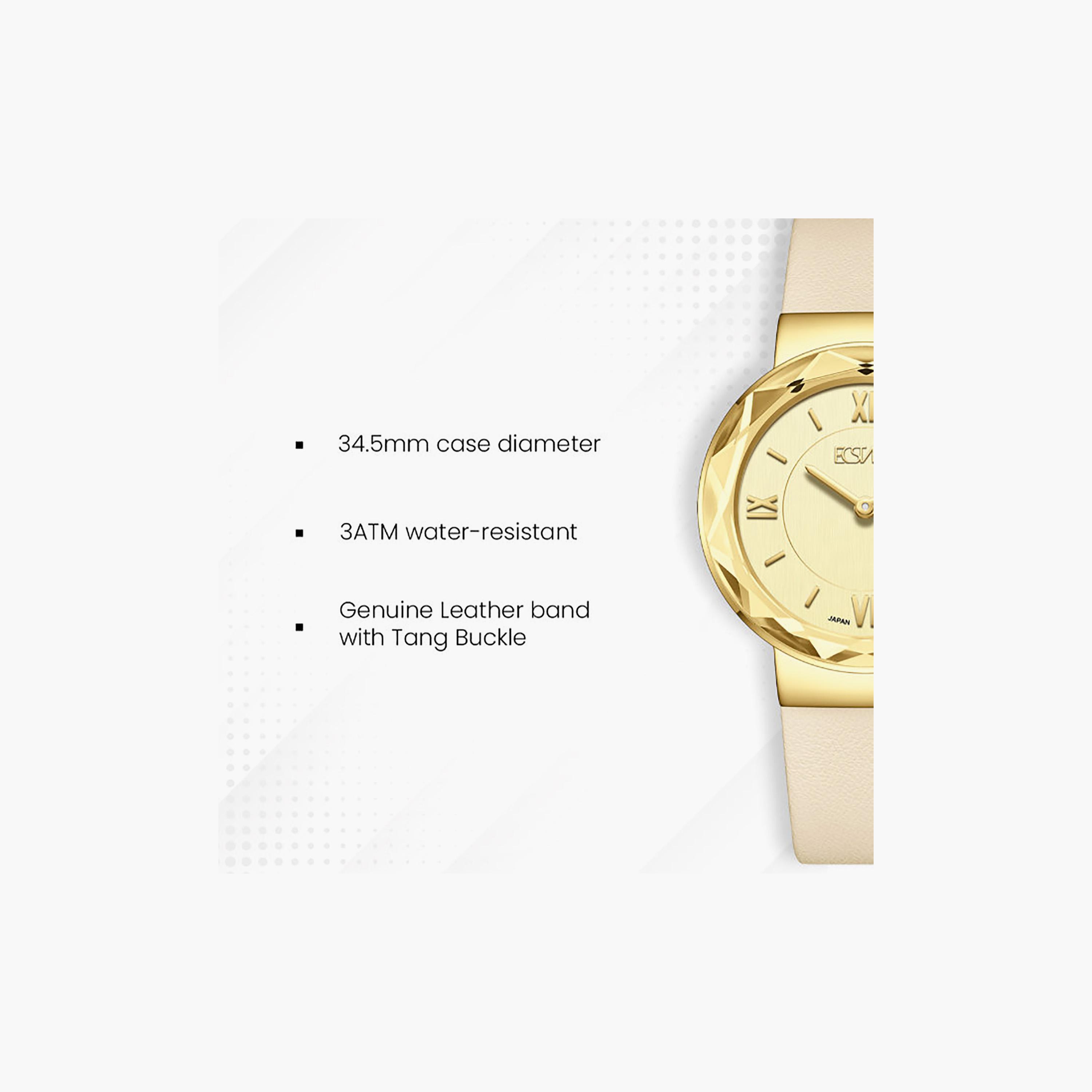 Ecstacy Women's 34.5MM Gold Analog Genuine Leather Watch | E25506-GLCC-women-watchesandjewellery-watches-image-7