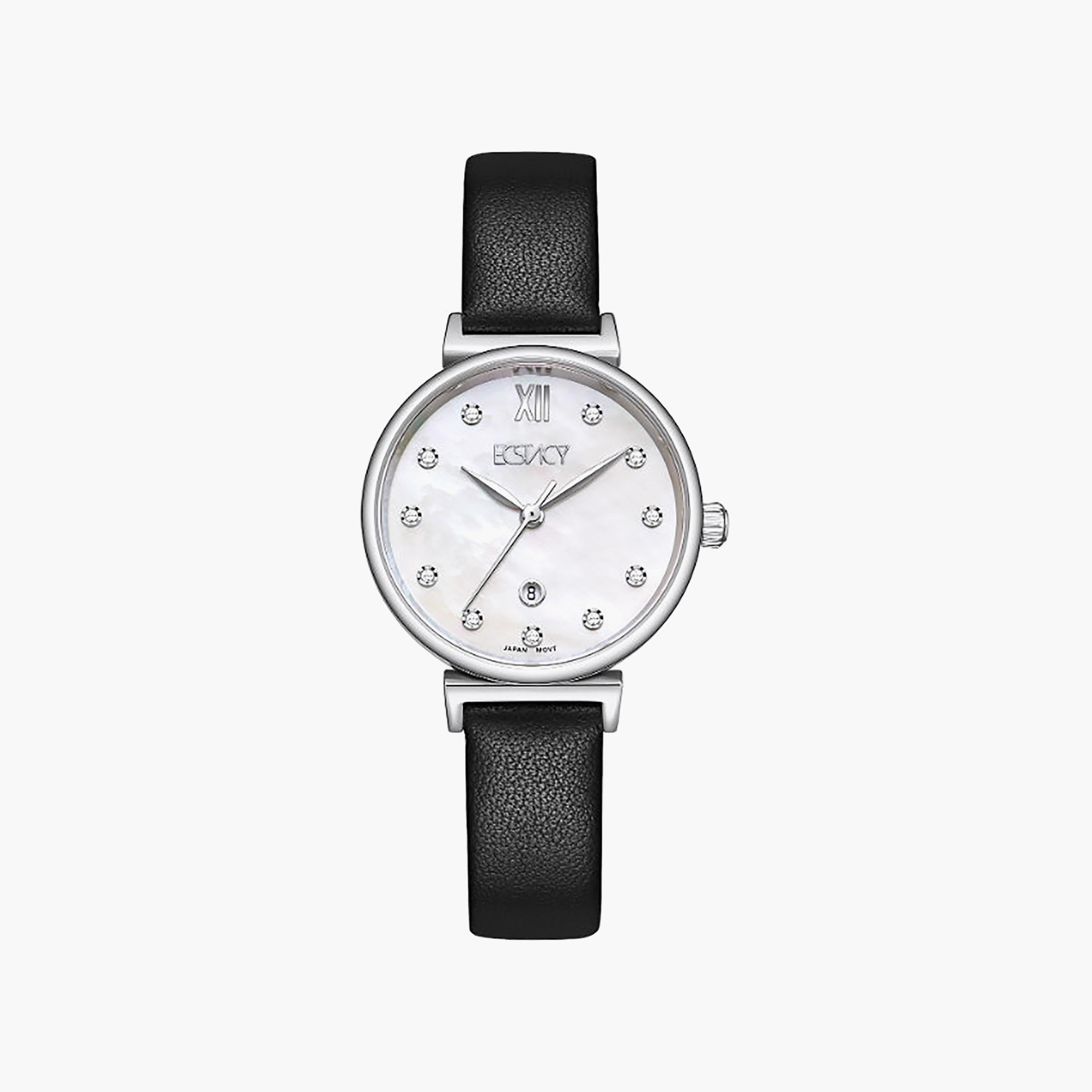 Ecstacy Women's 30MM Mother of Pearl Analog Genuine Leather Watch | E25507-SLBM-women-watchesandjewellery-watches-image-1