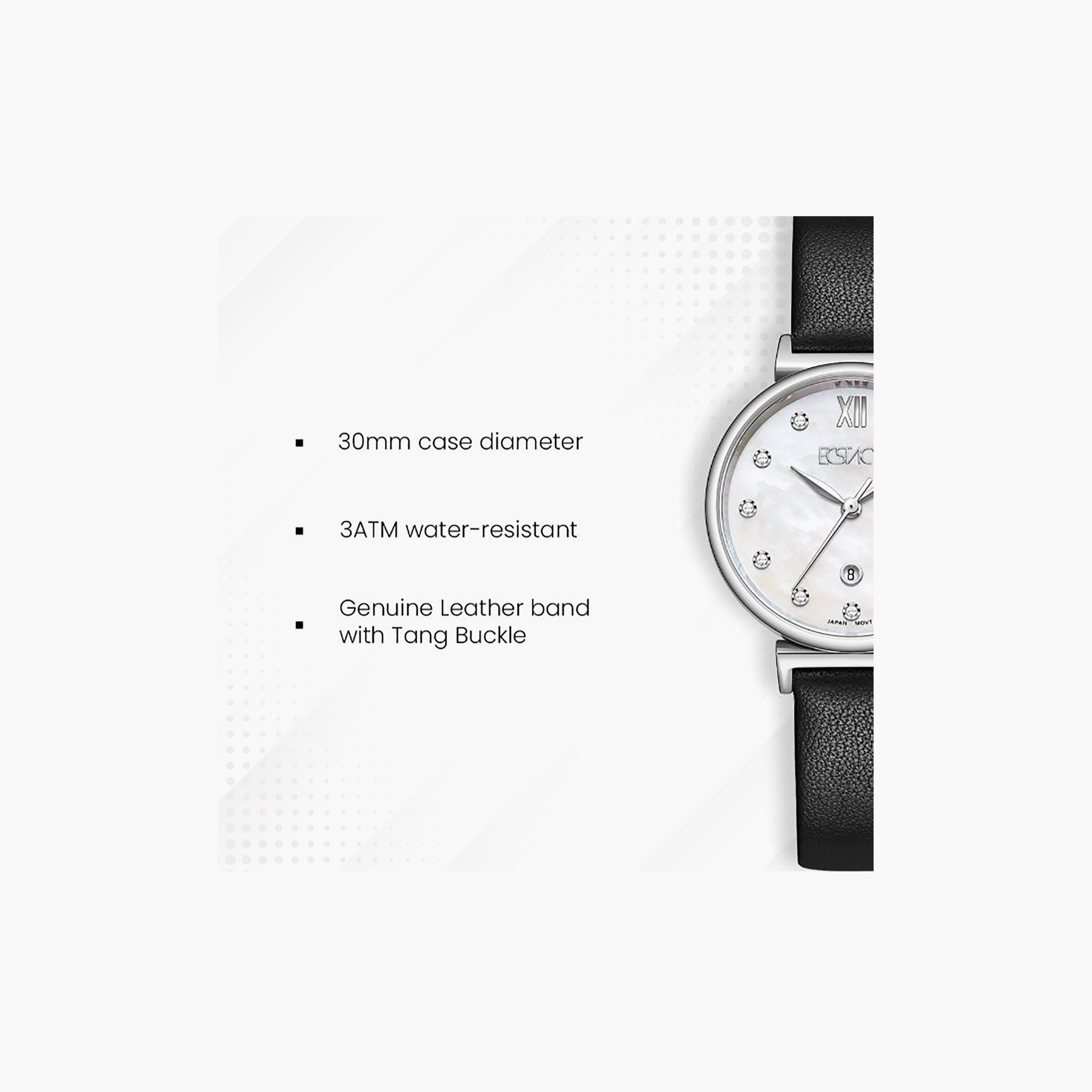 Ecstacy Women's 30MM Mother of Pearl Analog Genuine Leather Watch | E25507-SLBM-women-watchesandjewellery-watches-image-7
