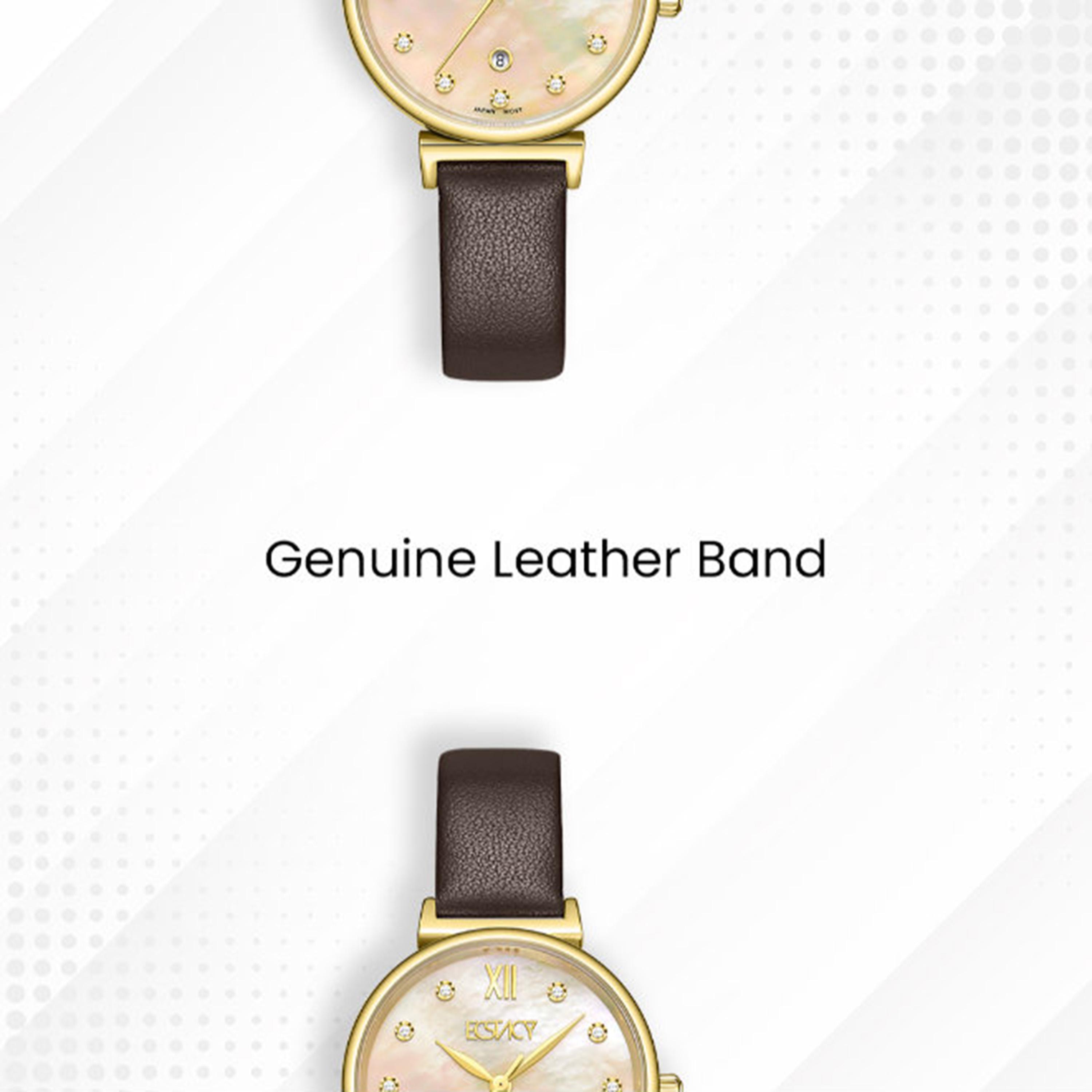 Ecstacy Women's 30MM Mother of Pearl Analog Genuine Leather Watch | E25507-GLDMC-women-watchesandjewellery-watches-image-5