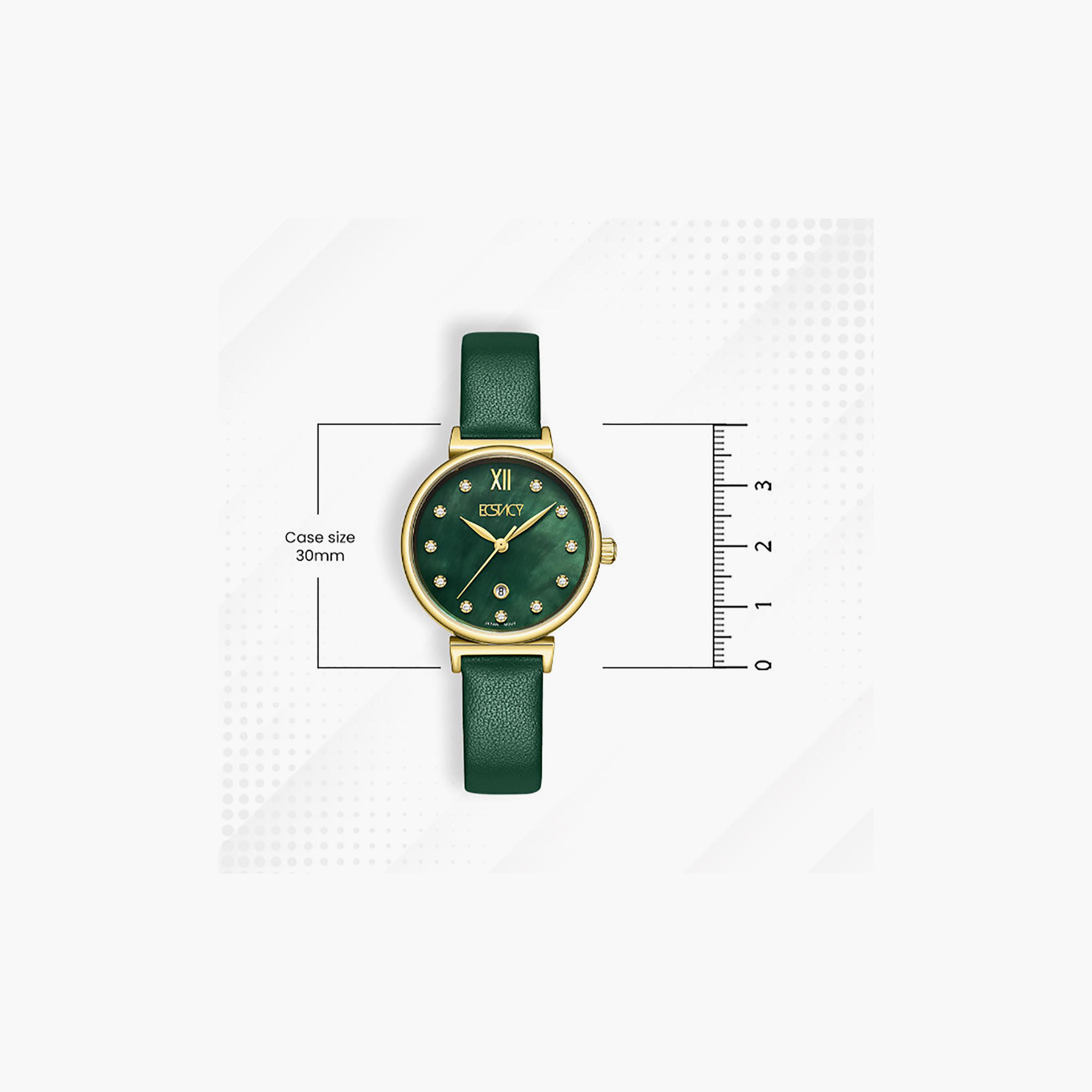 Ecstacy Women's 30MM Green Analog Genuine Leather Watch | E25507-GLGMG-women-watchesandjewellery-watches-image-4