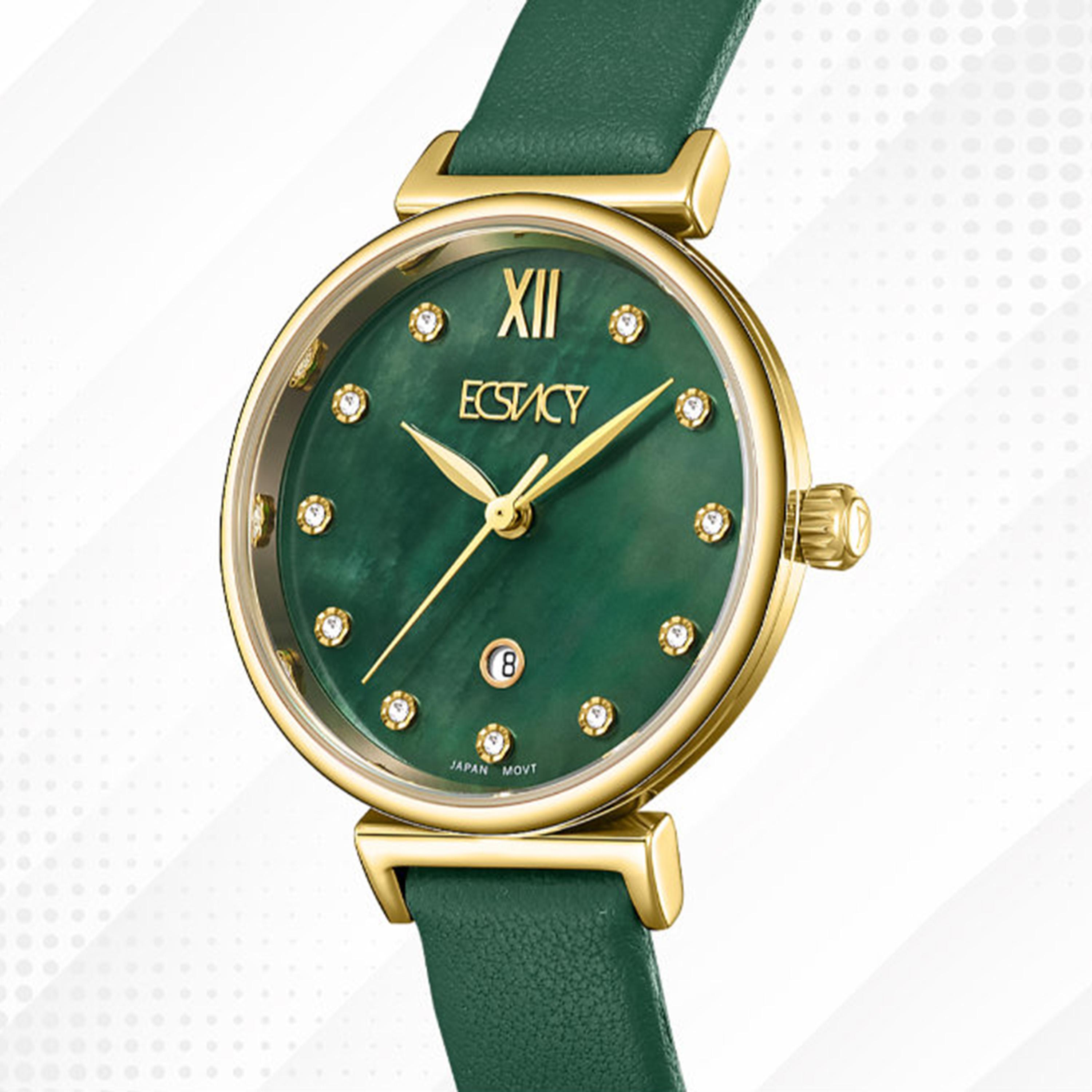 Ecstacy Women's 30MM Green Analog Genuine Leather Watch | E25507-GLGMG-women-watchesandjewellery-watches-image-6