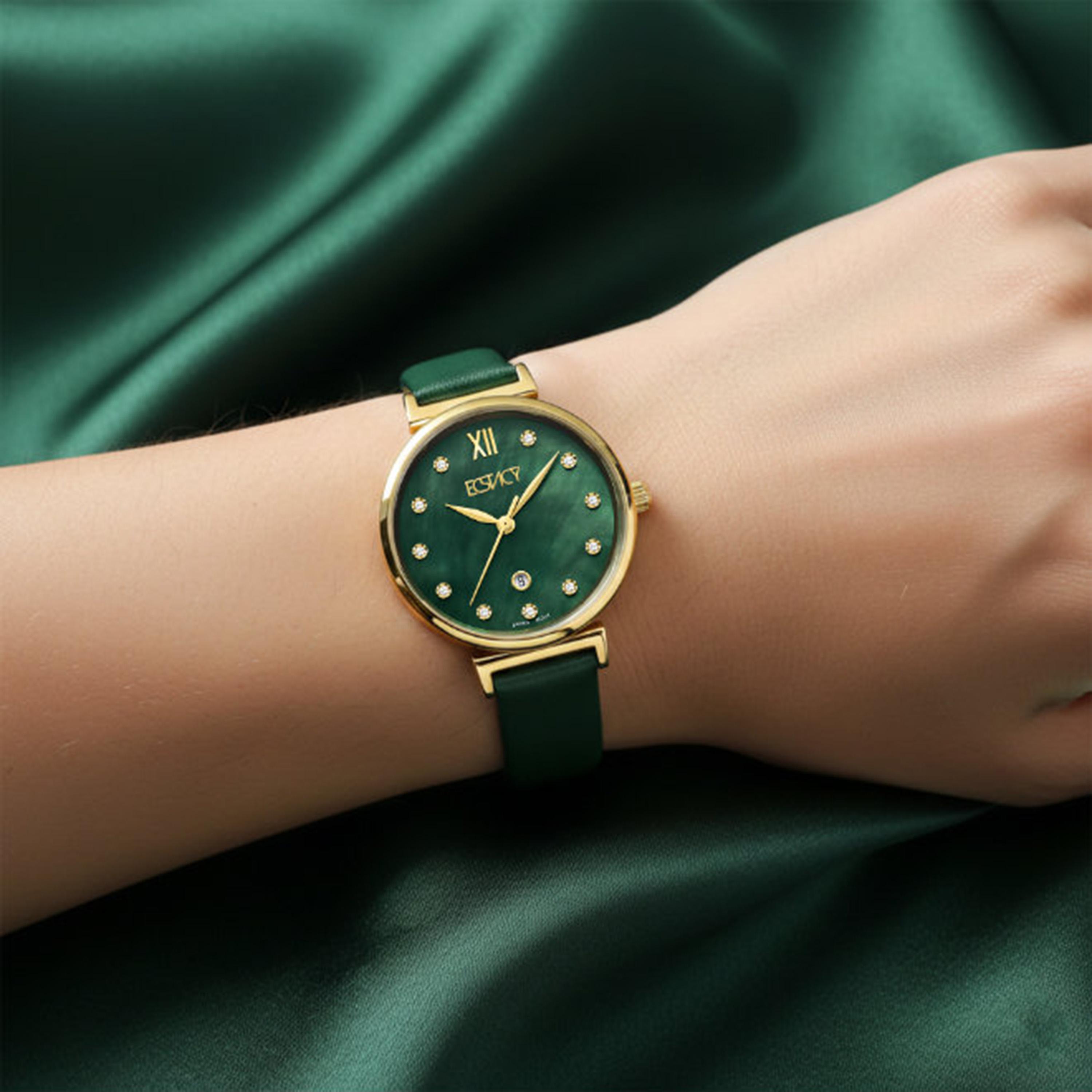 Ecstacy Women's 30MM Green Analog Genuine Leather Watch | E25507-GLGMG-women-watchesandjewellery-watches-image-8