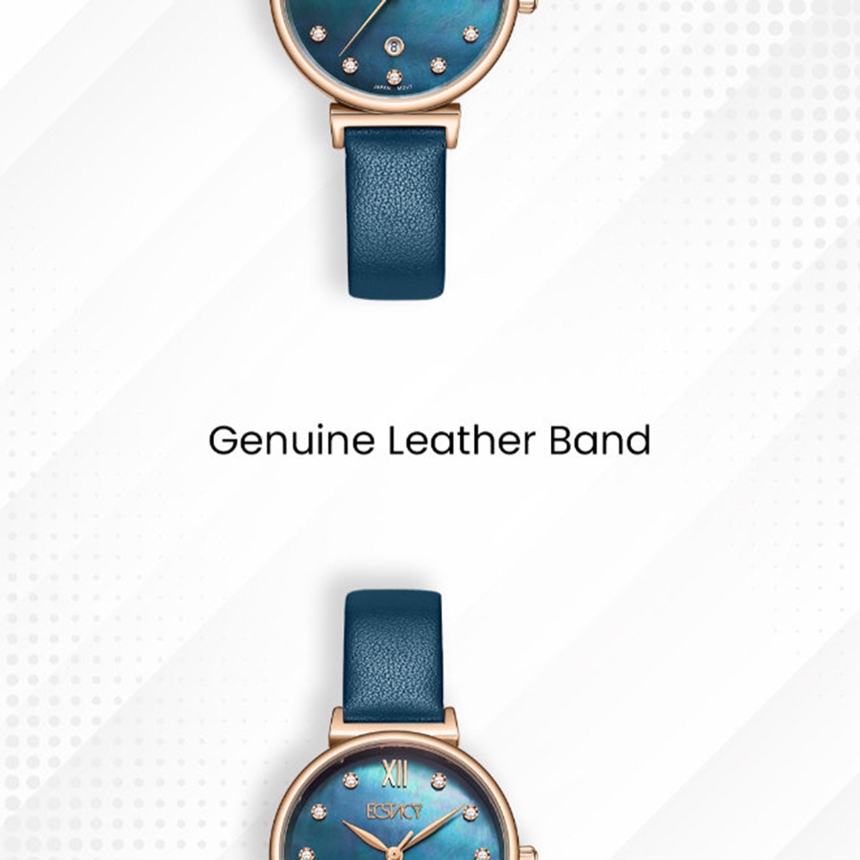 Ecstacy Women's 30MM Blue Analog Genuine Leather Watch | E25507-RLNMN-women-watchesandjewellery-watches-image-5