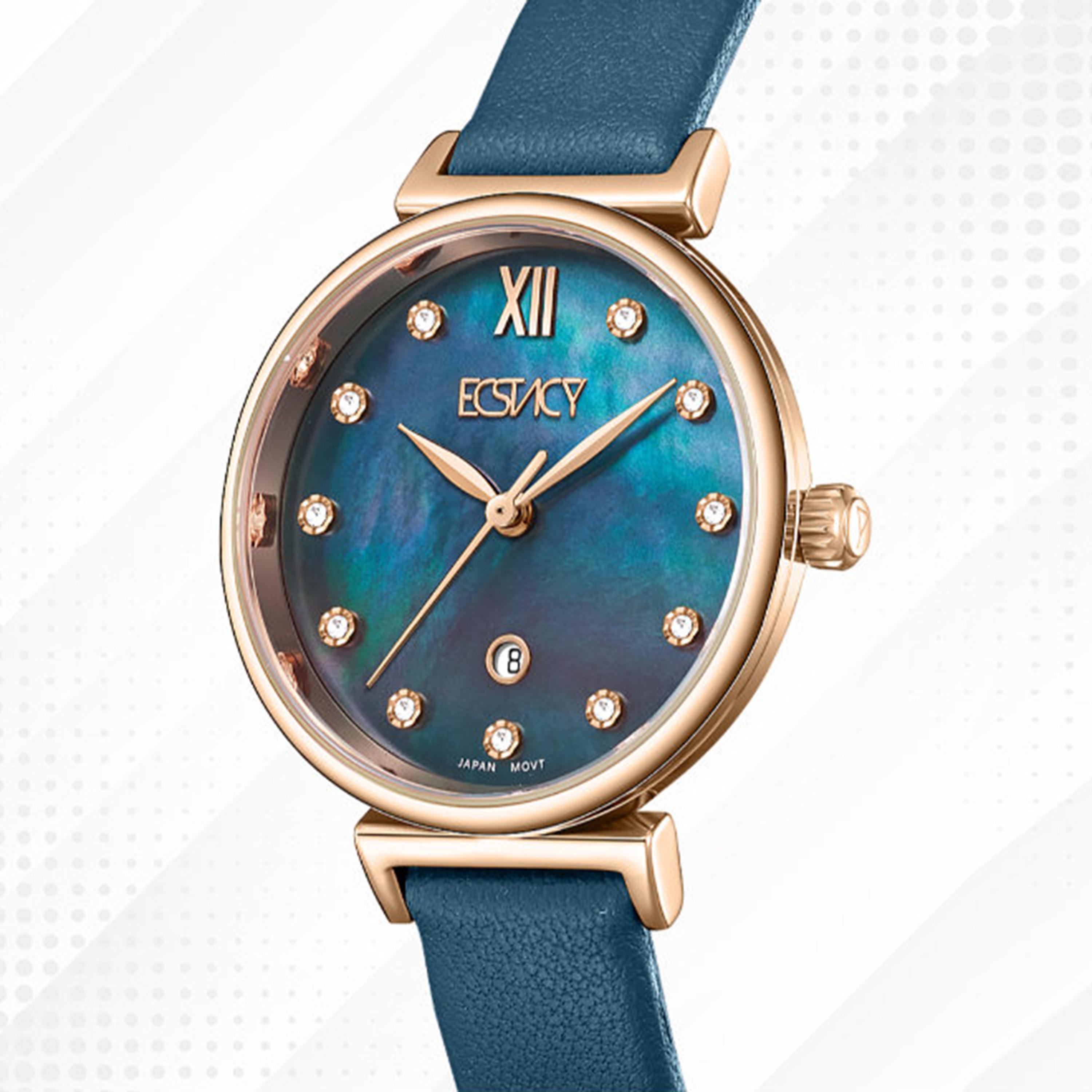 Ecstacy Women's 30MM Blue Analog Genuine Leather Watch | E25507-RLNMN-women-watchesandjewellery-watches-image-6