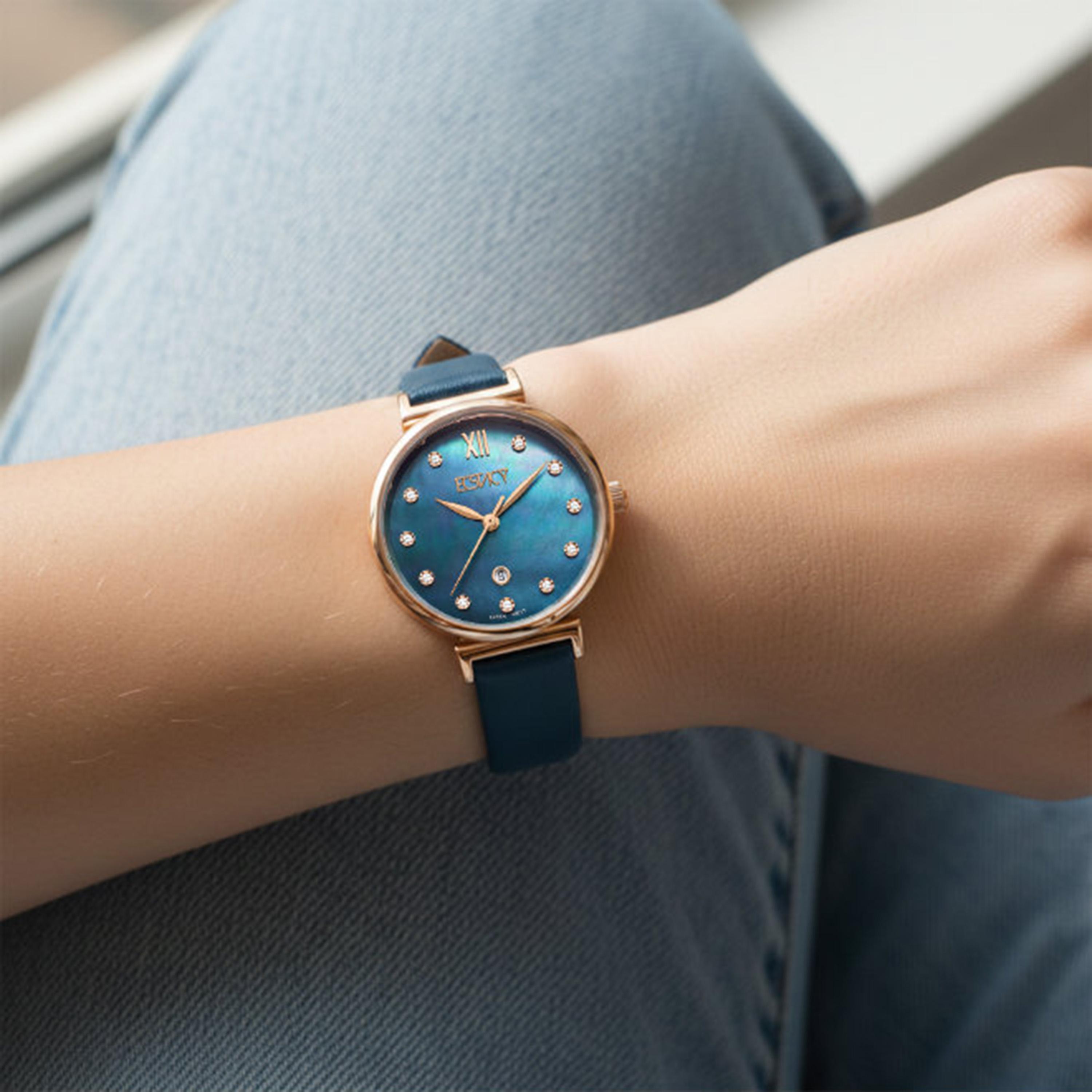 Ecstacy Women's 30MM Blue Analog Genuine Leather Watch | E25507-RLNMN-women-watchesandjewellery-watches-image-8
