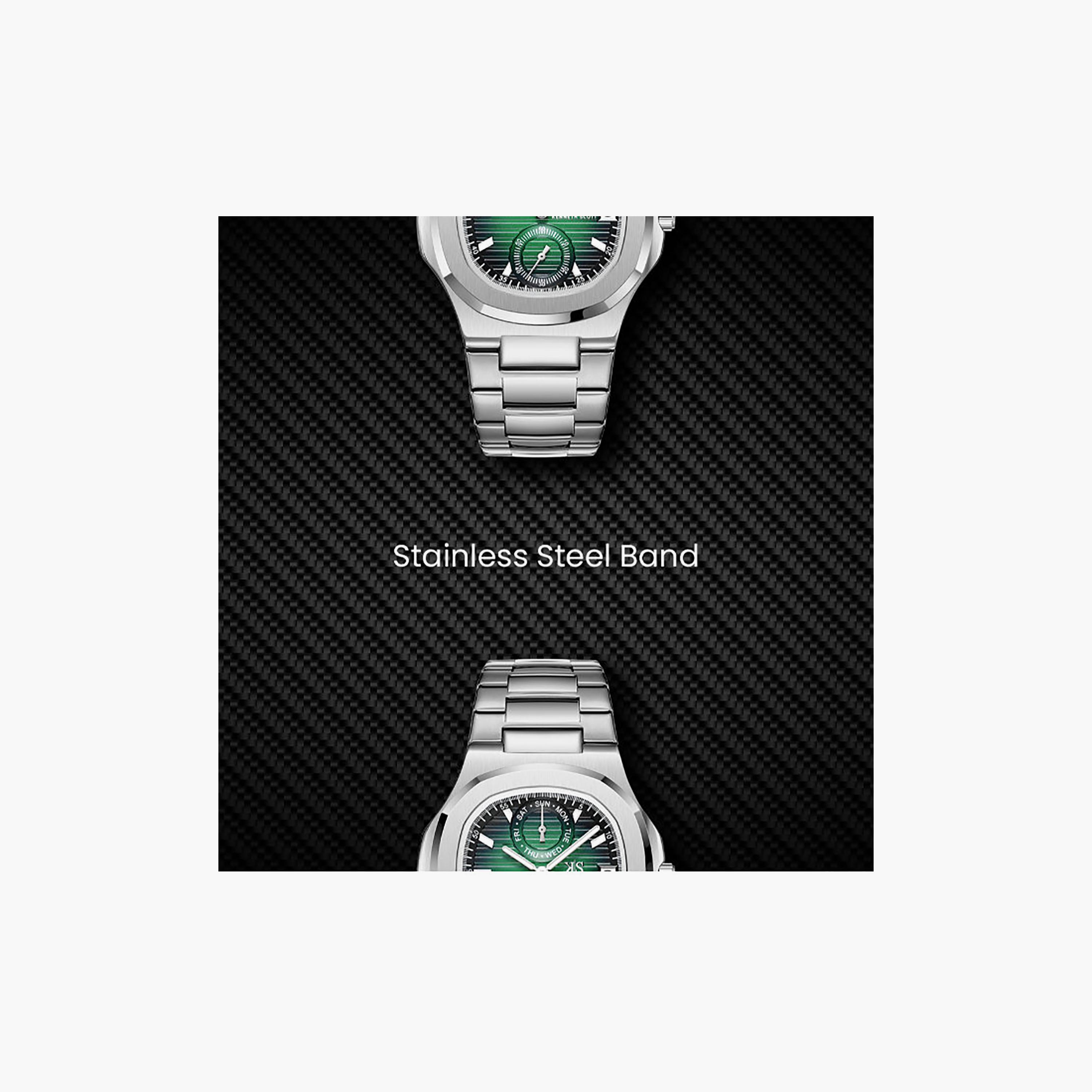 Kenneth Scott Men's 42.7MM Green Analog Stainless Steel Watch | K25002-SBSH-men-watchesandjewellery-watches-image-7