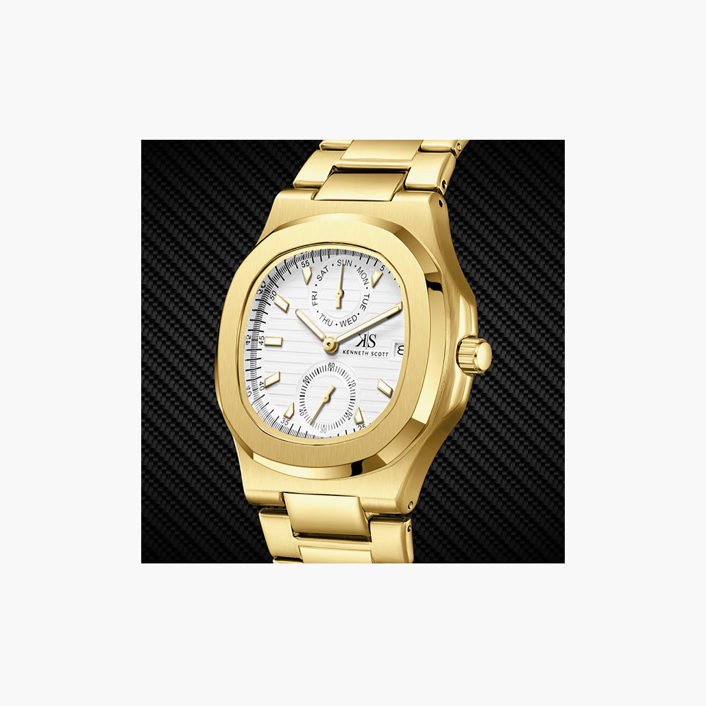 Kenneth Scott Men's 42.7MM White Analog Stainless Steel Watch | K25002-GBGW-men-watchesandjewellery-watches-image-8