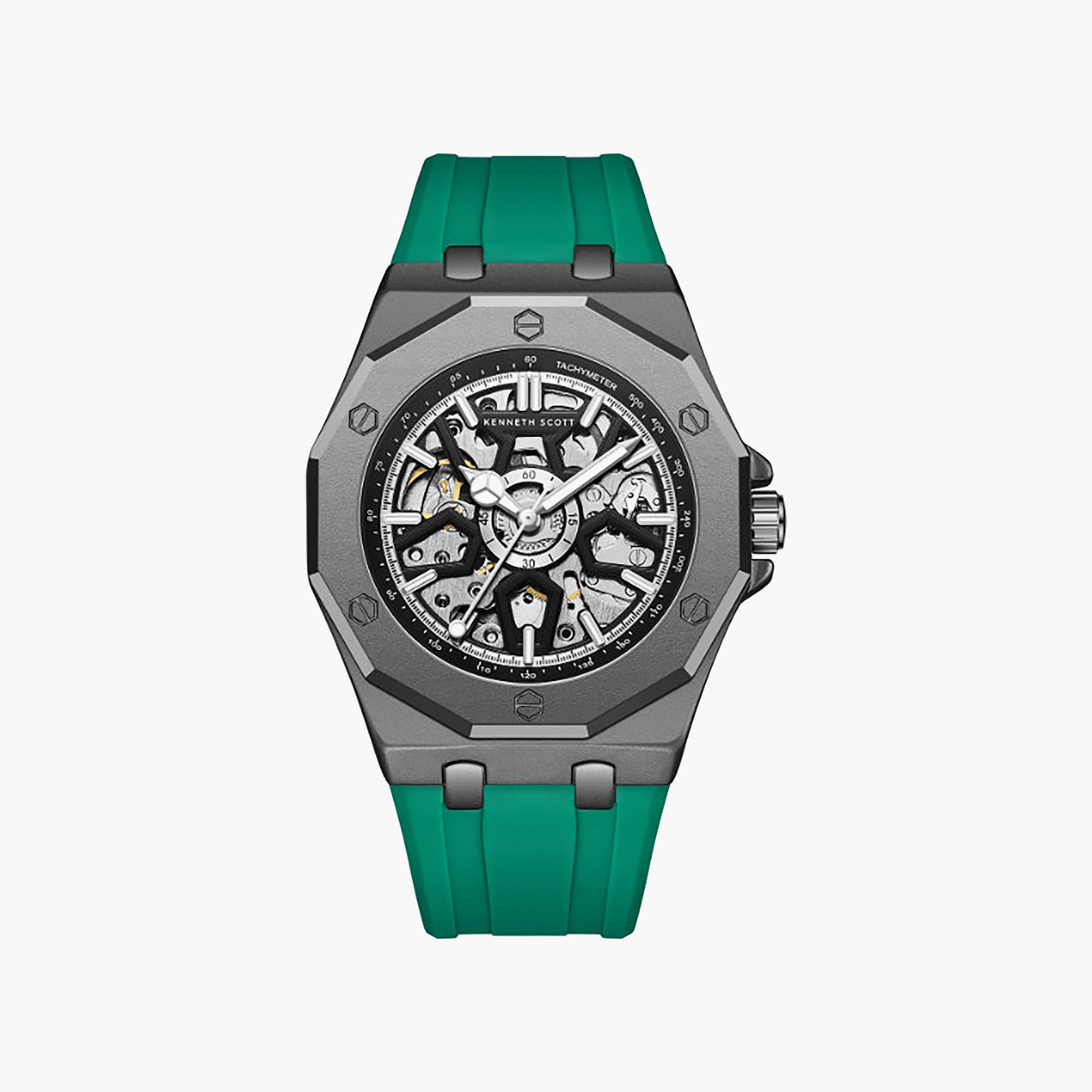 Kenneth Scott Men's 44.3MM Black Automatic Silicone Watch | K25301-XSHB-men-watchesandjewellery-watches-image-1