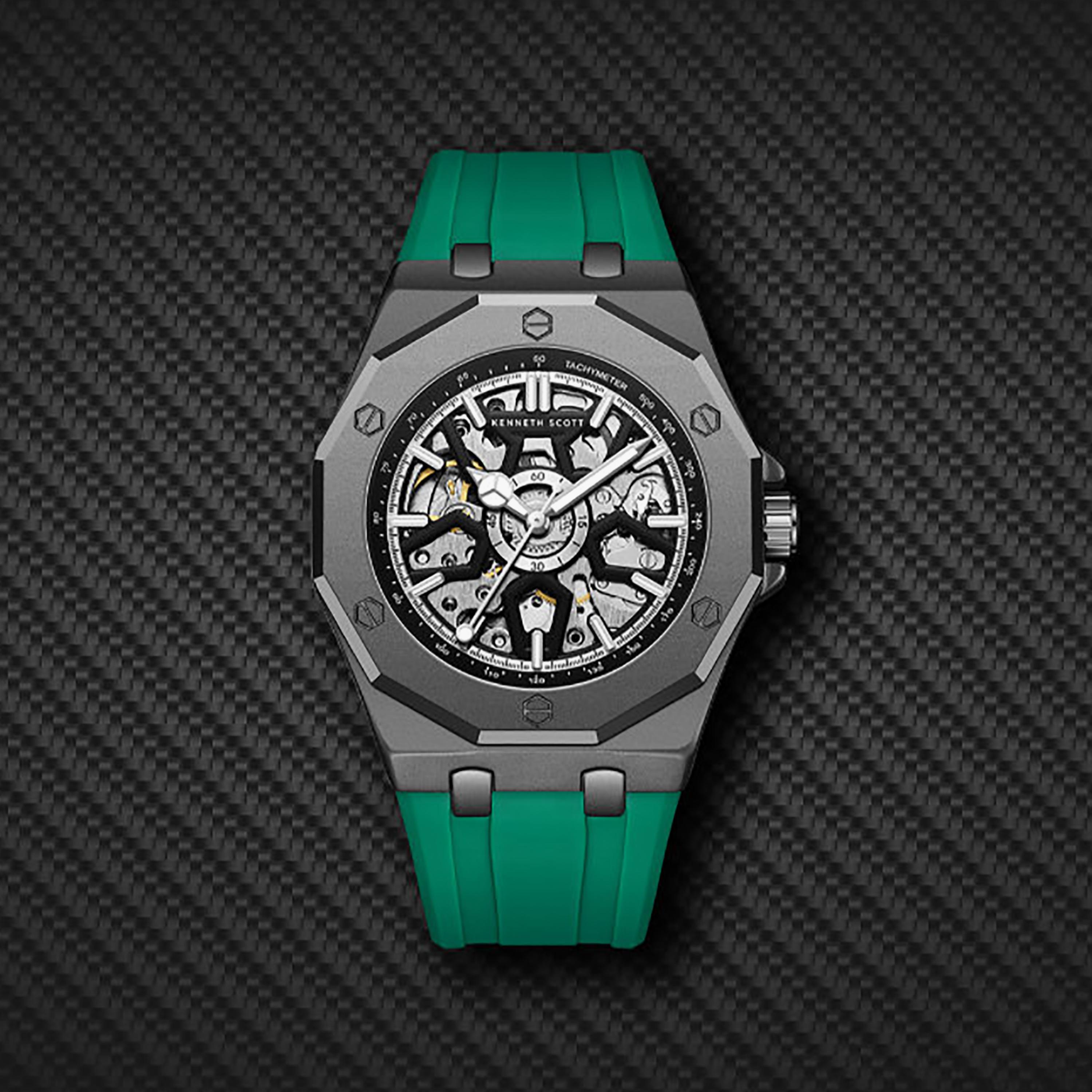 Kenneth Scott Men's 44.3MM Black Automatic Silicone Watch | K25301-XSHB-men-watchesandjewellery-watches-image-10