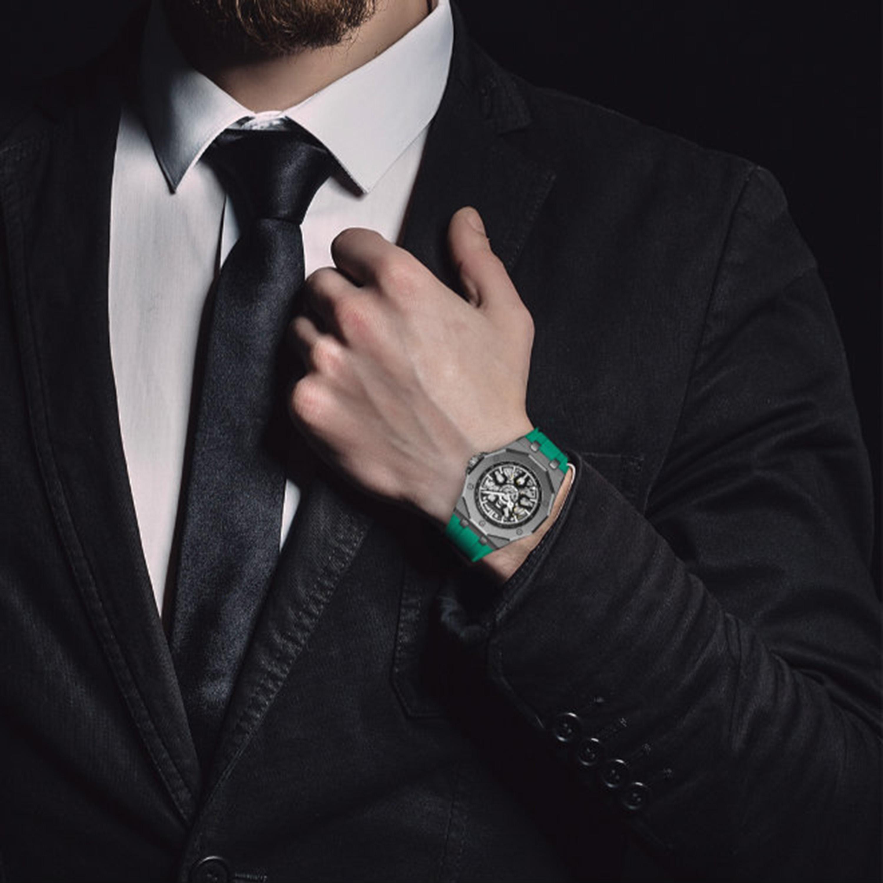 Kenneth Scott Men's 44.3MM Black Automatic Silicone Watch | K25301-XSHB-men-watchesandjewellery-watches-image-2