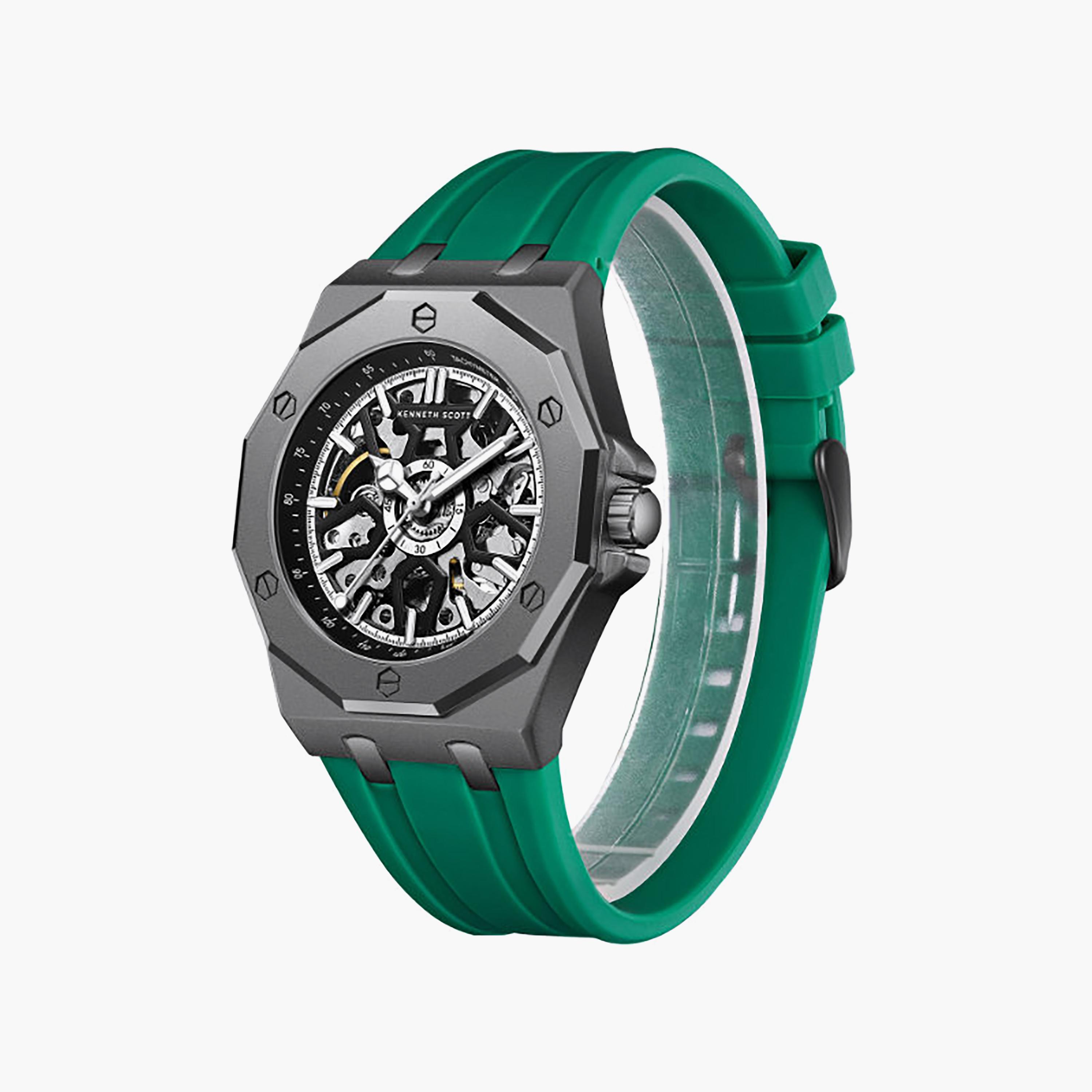 Kenneth Scott Men's 44.3MM Black Automatic Silicone Watch | K25301-XSHB-men-watchesandjewellery-watches-image-4