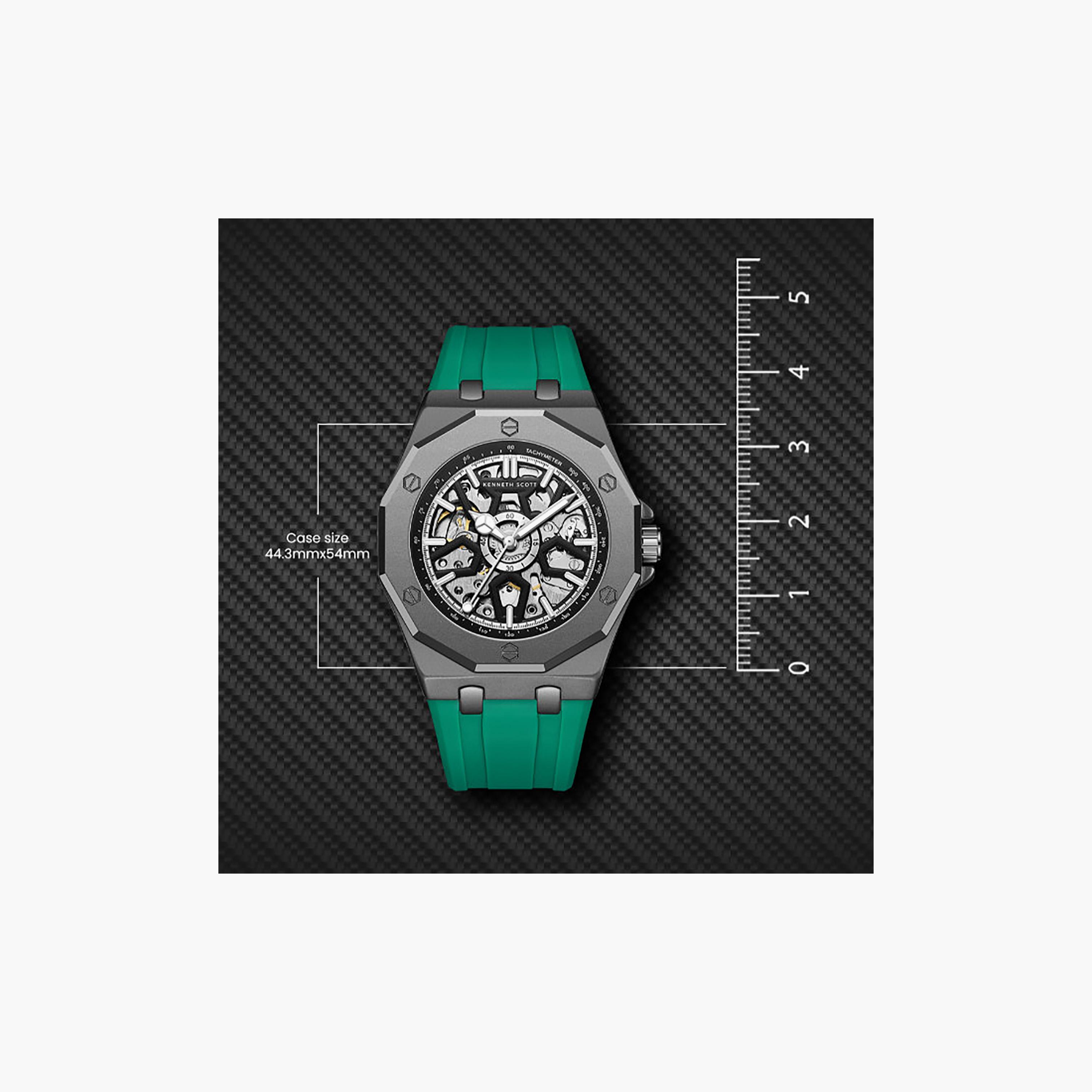 Kenneth Scott Men's 44.3MM Black Automatic Silicone Watch | K25301-XSHB-men-watchesandjewellery-watches-image-6