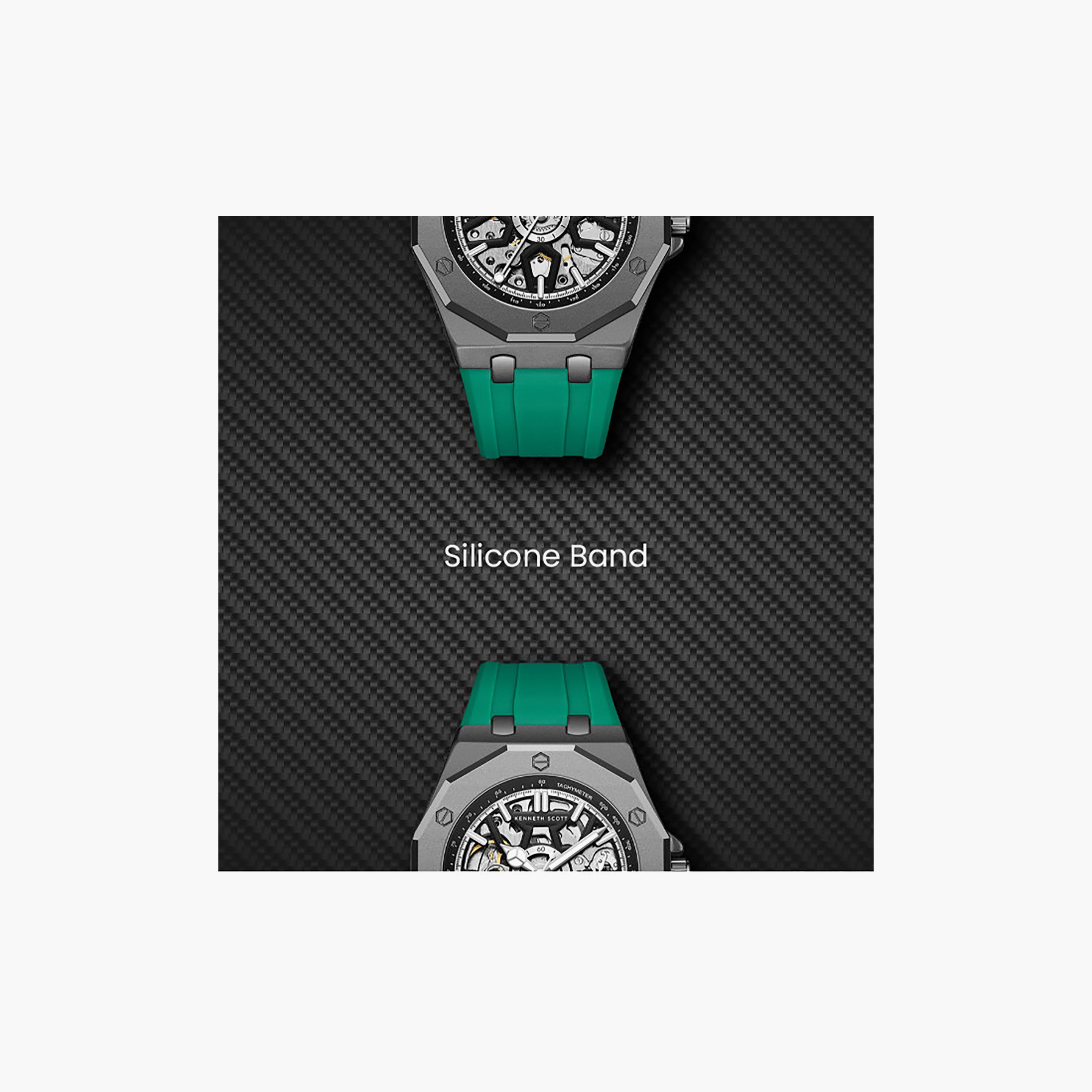 Kenneth Scott Men's 44.3MM Black Automatic Silicone Watch | K25301-XSHB-men-watchesandjewellery-watches-image-7