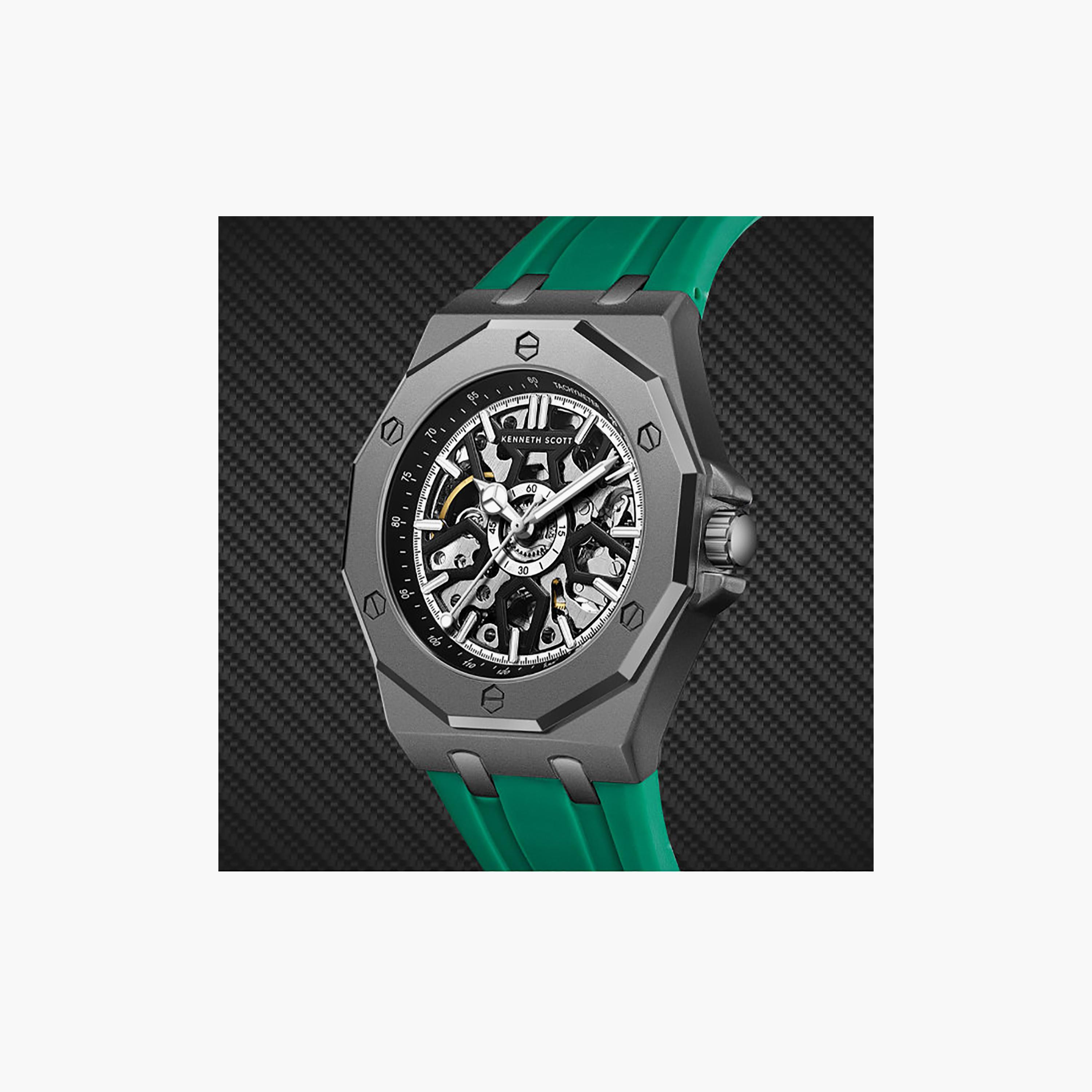 Kenneth Scott Men's 44.3MM Black Automatic Silicone Watch | K25301-XSHB-men-watchesandjewellery-watches-image-8