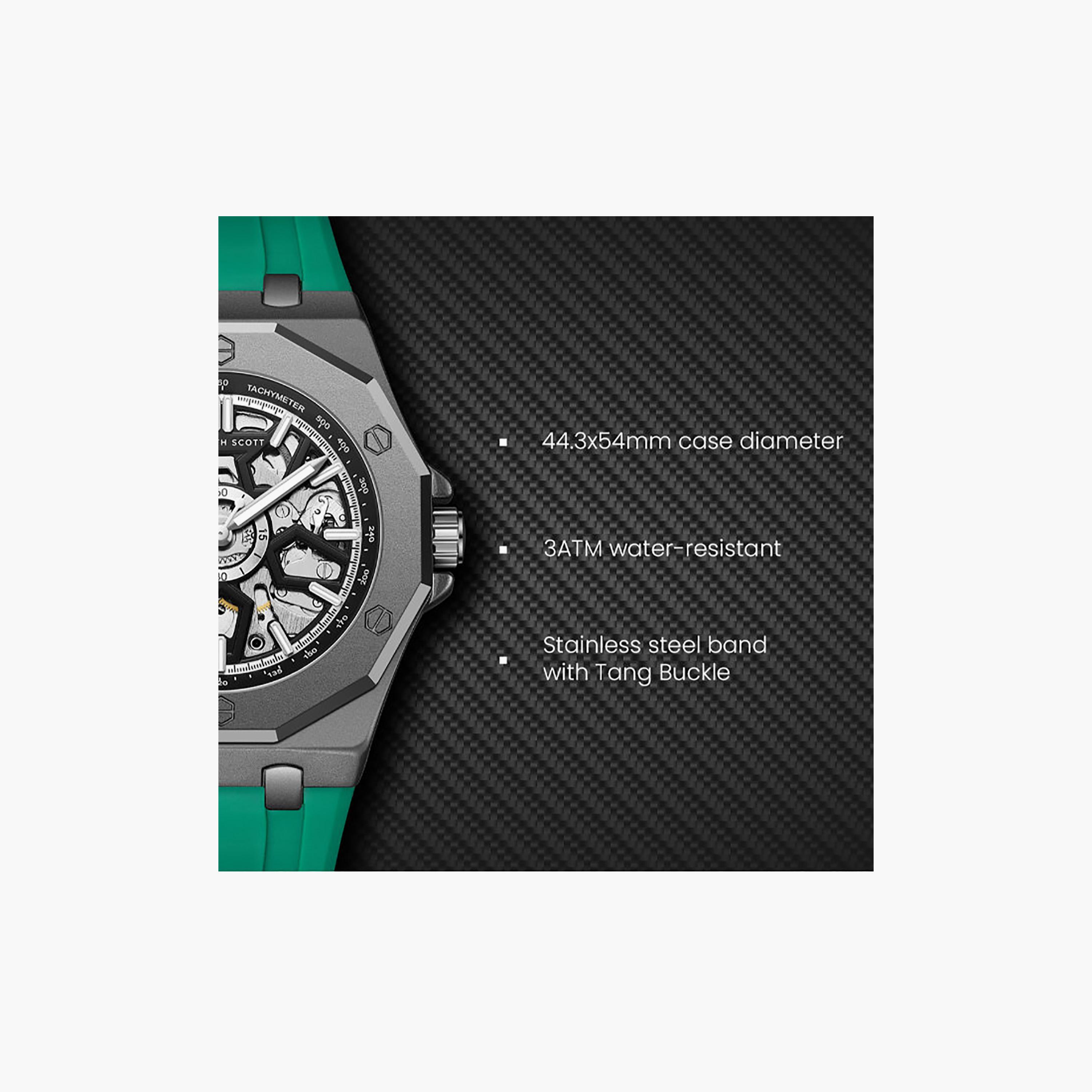 Kenneth Scott Men's 44.3MM Black Automatic Silicone Watch | K25301-XSHB-men-watchesandjewellery-watches-image-9