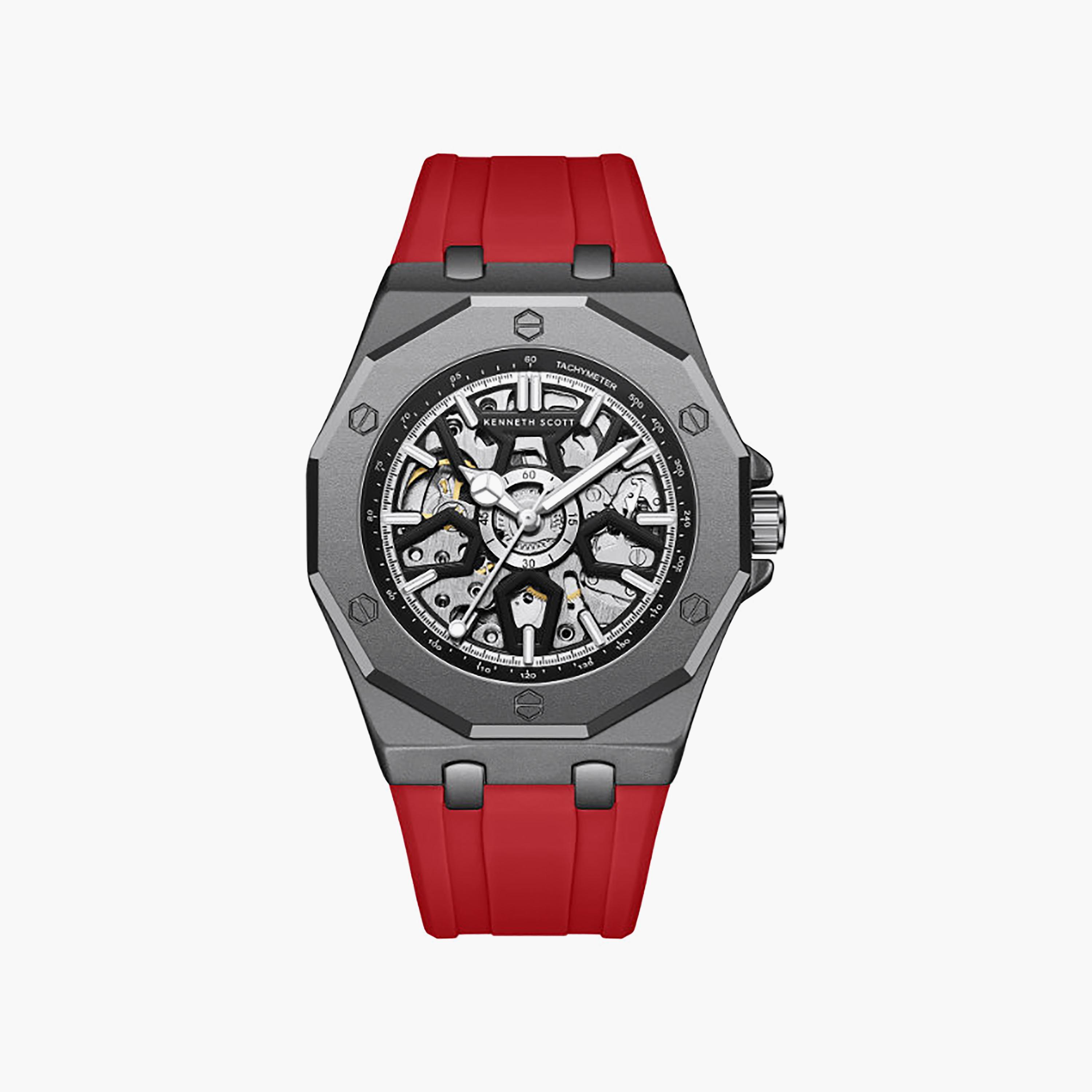 Kenneth Scott Men's 44.3MM Black Automatic Silicone Watch | K25301-XSRB-men-watchesandjewellery-watches-image-1
