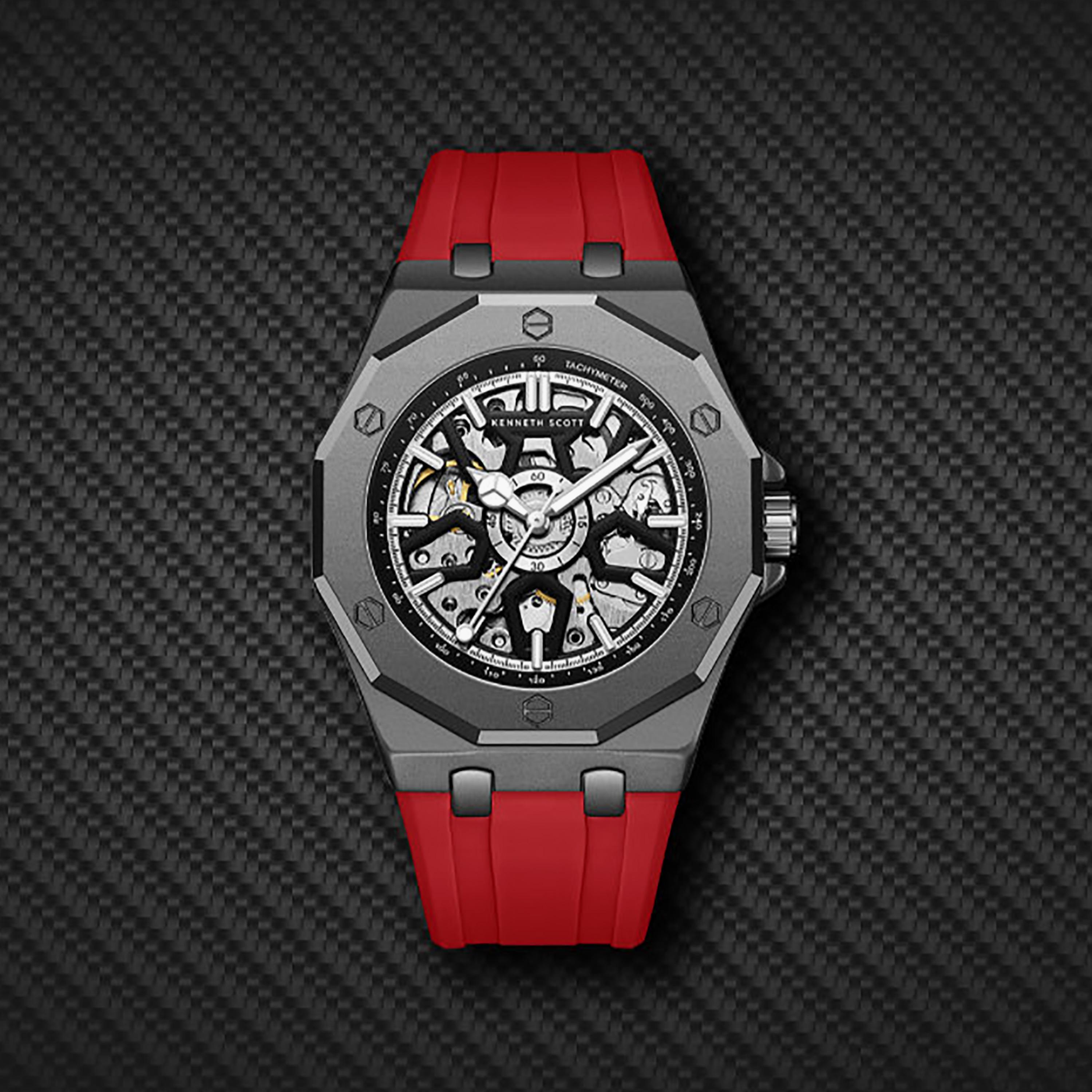 Kenneth Scott Men's 44.3MM Black Automatic Silicone Watch | K25301-XSRB-men-watchesandjewellery-watches-image-10