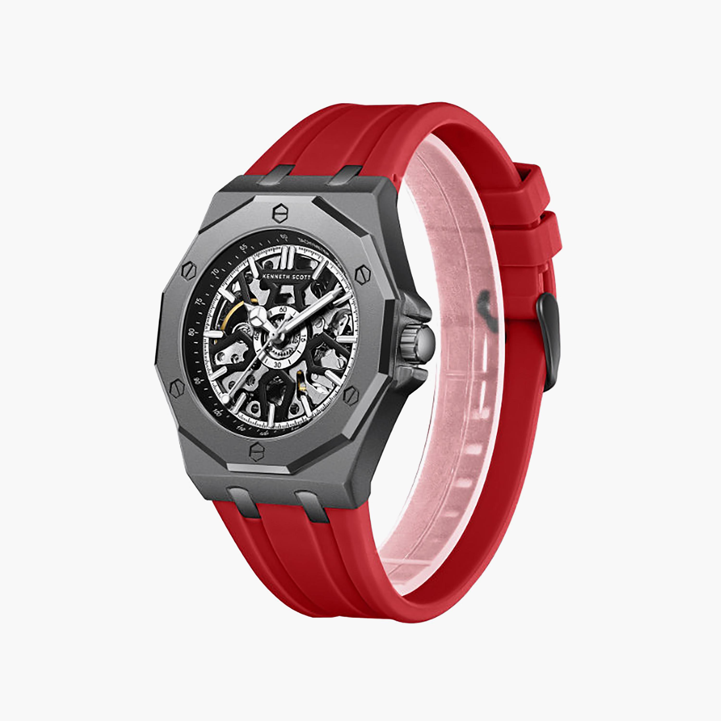 Kenneth Scott Men's 44.3MM Black Automatic Silicone Watch | K25301-XSRB-men-watchesandjewellery-watches-image-4