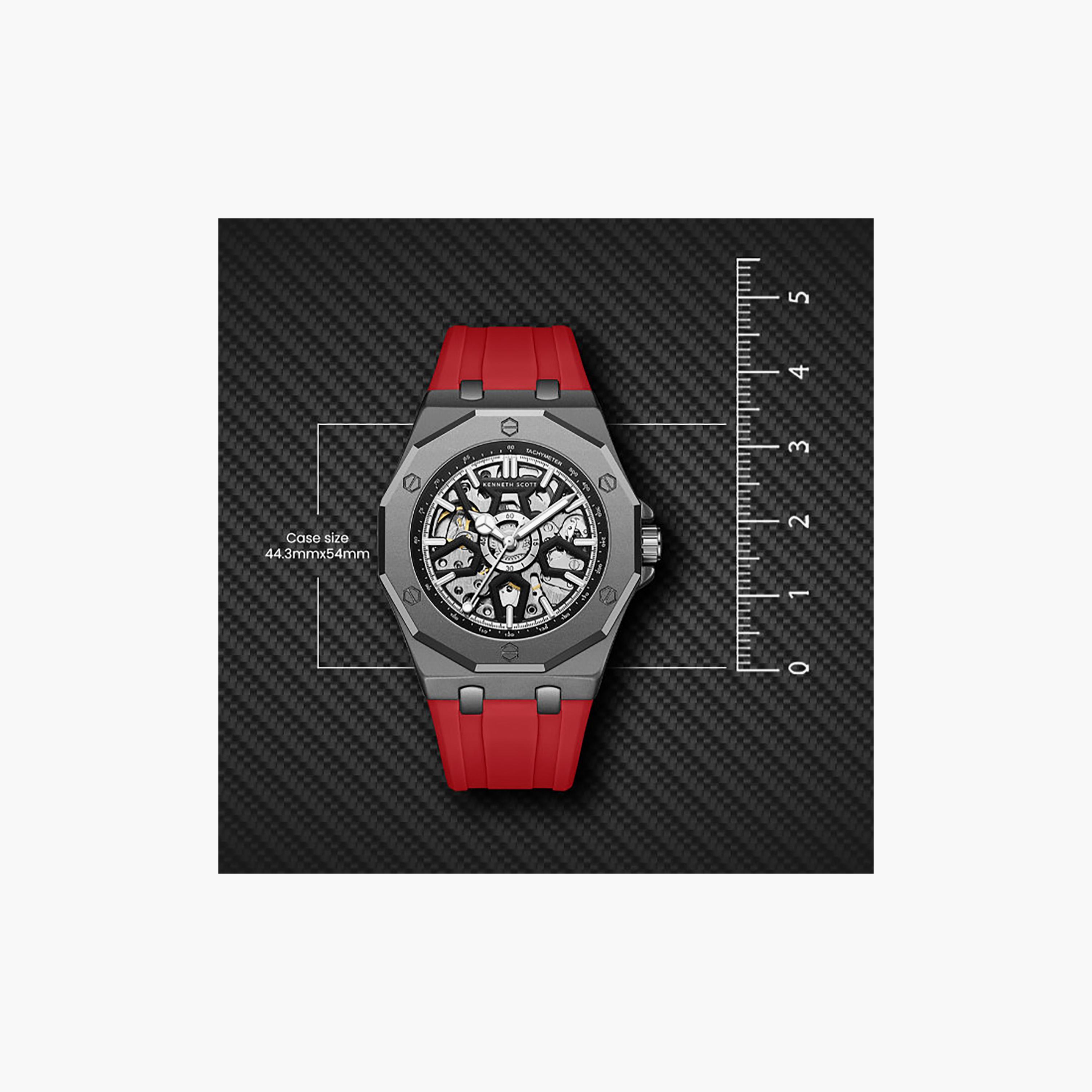 Kenneth Scott Men's 44.3MM Black Automatic Silicone Watch | K25301-XSRB-men-watchesandjewellery-watches-image-6