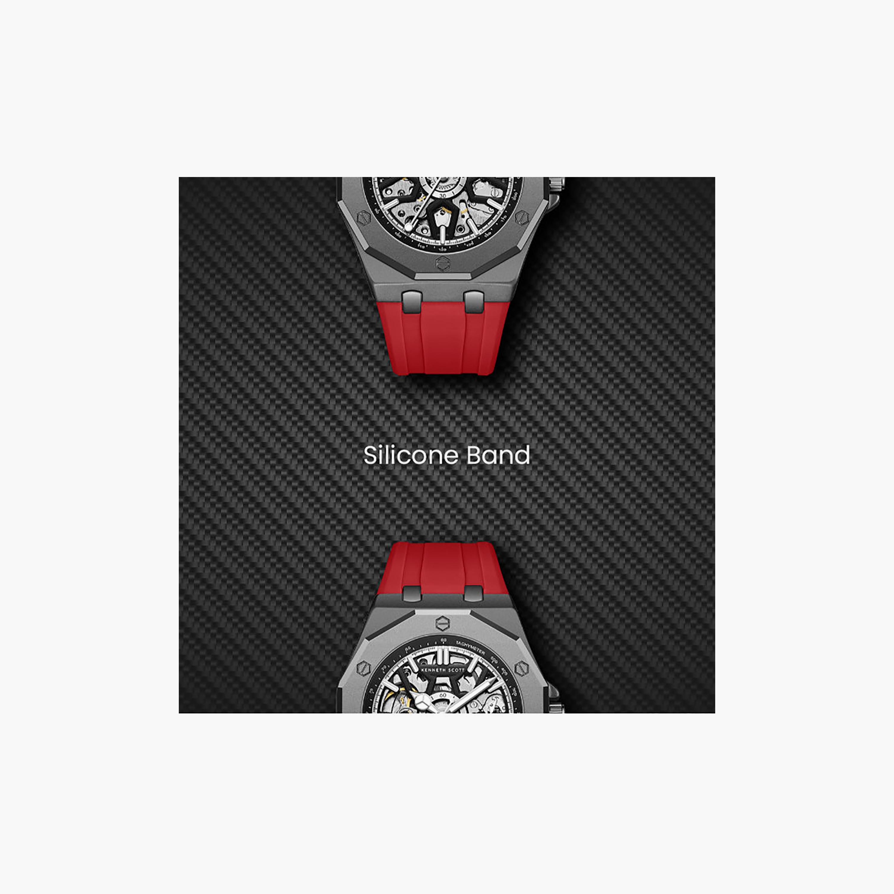 Kenneth Scott Men's 44.3MM Black Automatic Silicone Watch | K25301-XSRB-men-watchesandjewellery-watches-image-7