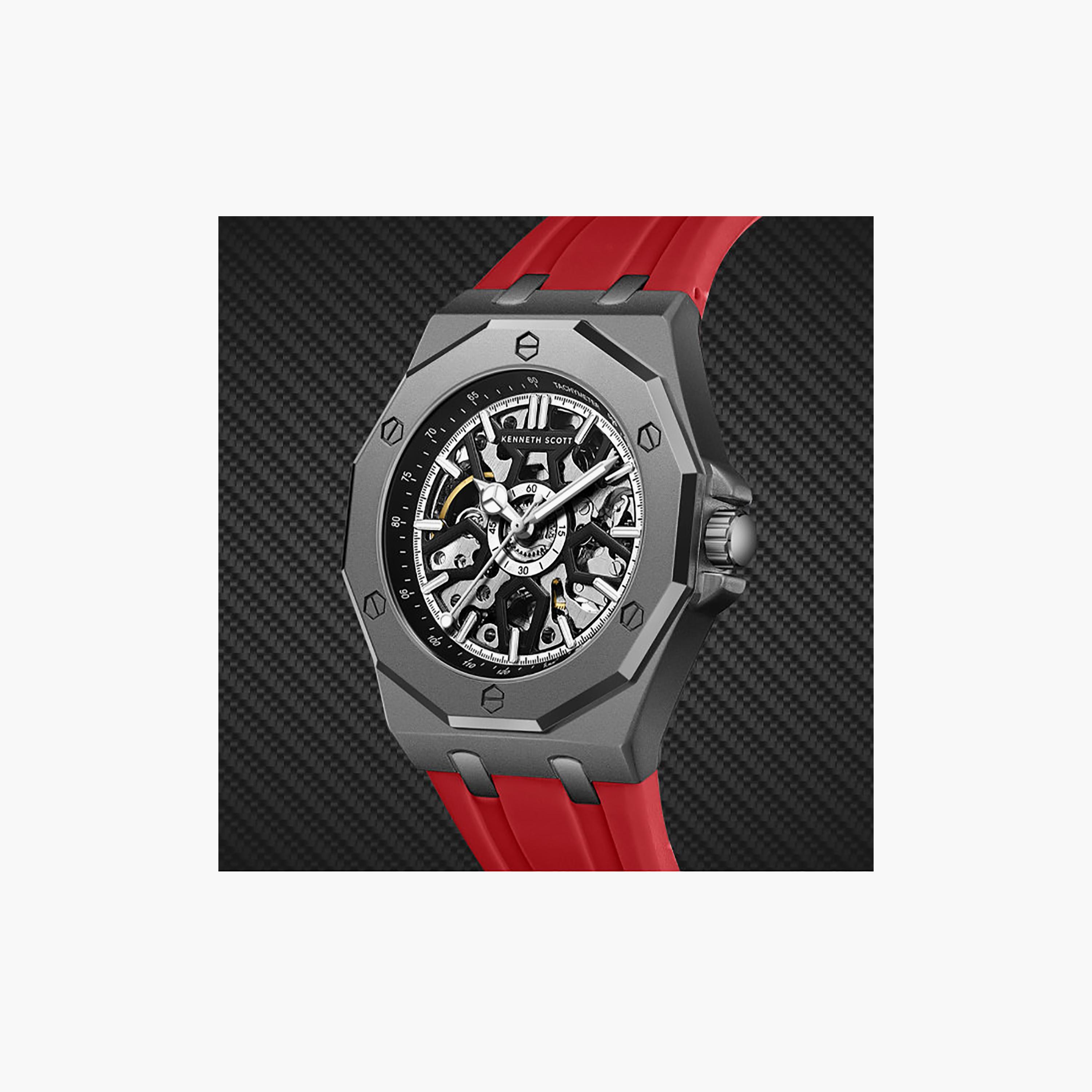 Kenneth Scott Men's 44.3MM Black Automatic Silicone Watch | K25301-XSRB-men-watchesandjewellery-watches-image-8