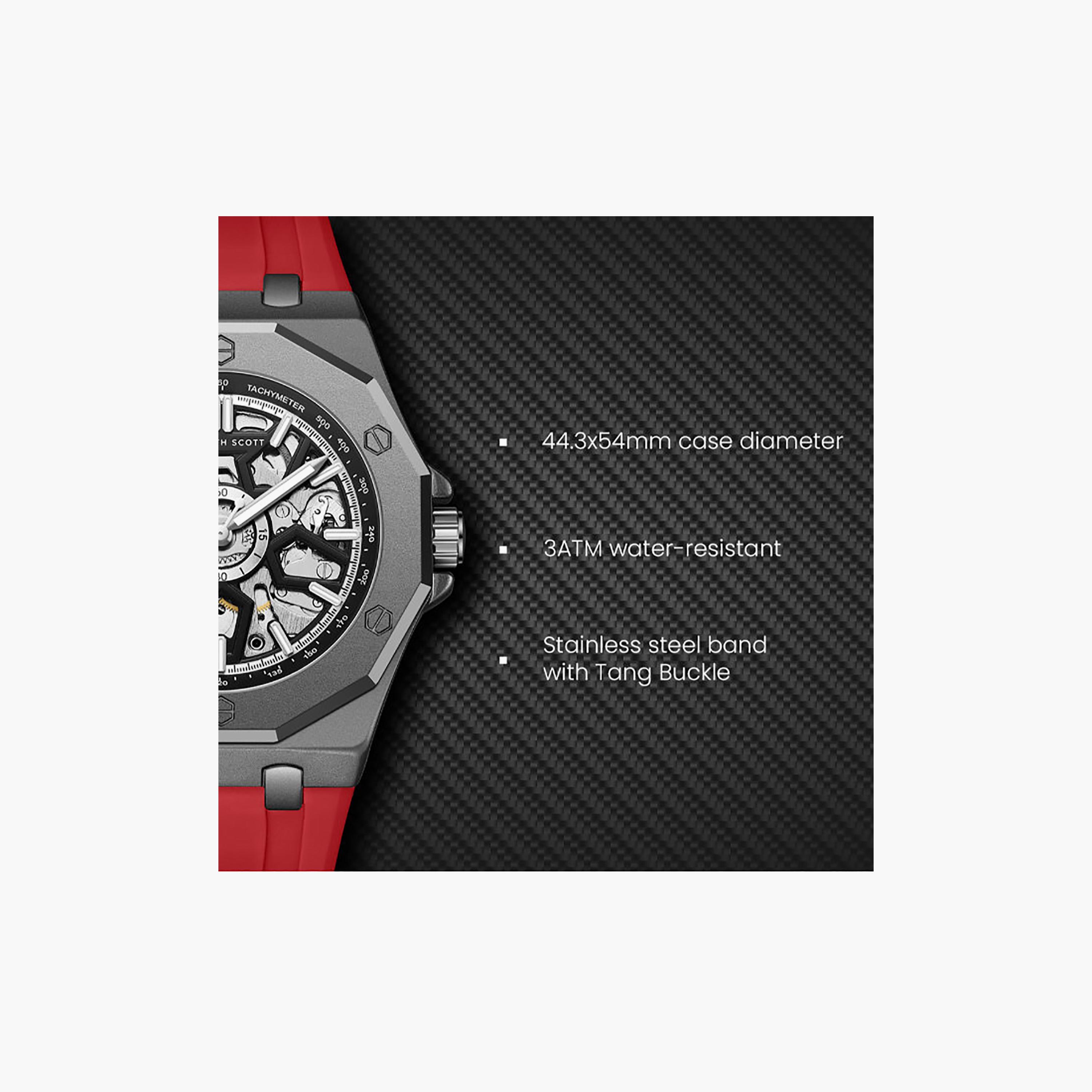 Kenneth Scott Men's 44.3MM Black Automatic Silicone Watch | K25301-XSRB-men-watchesandjewellery-watches-image-9