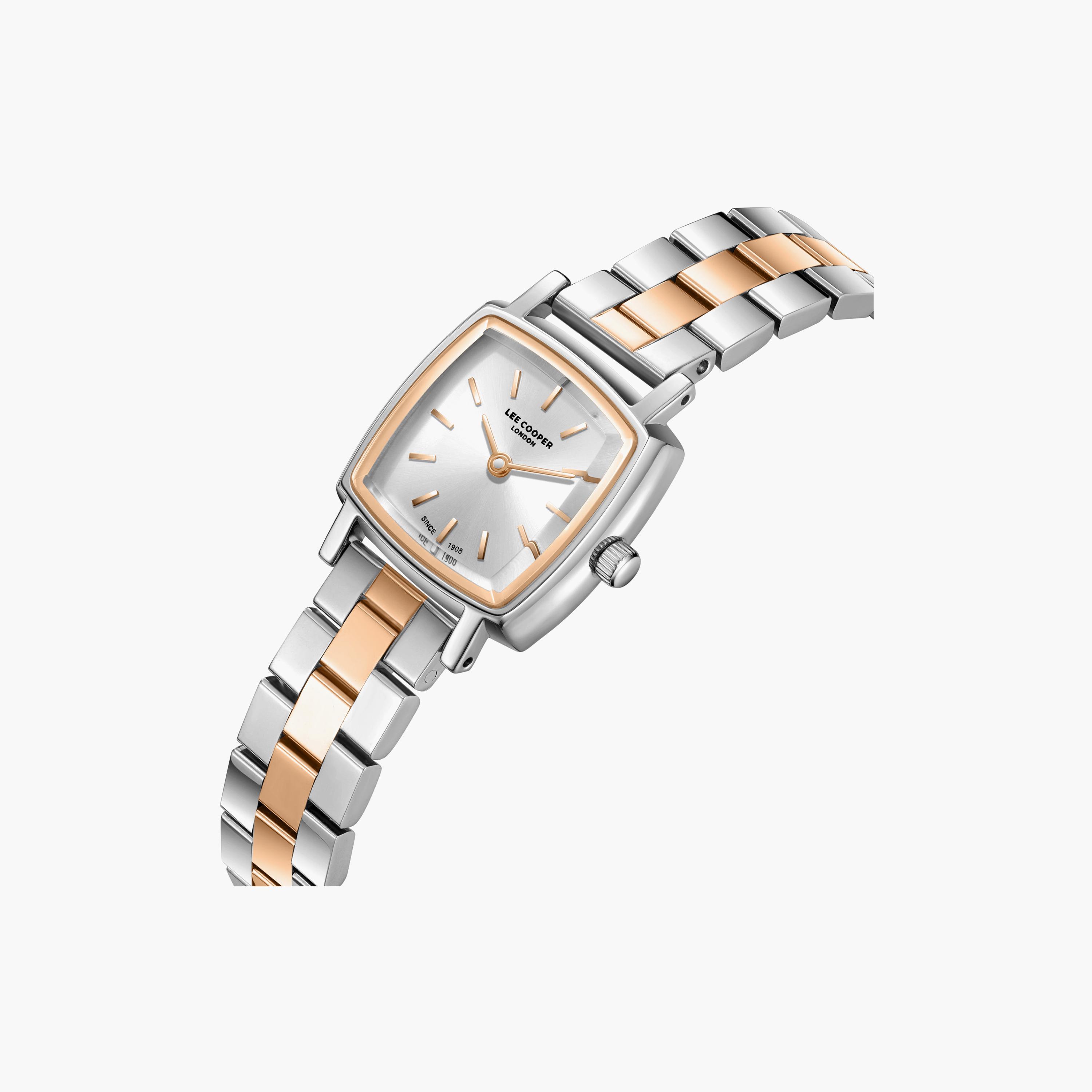 ساعة لي كوبر النسائية المعدنية التناظرية الفضية والذهبية مقاس 43 مم | LC08283.530-women-watchesandjewellery-watches-image-3