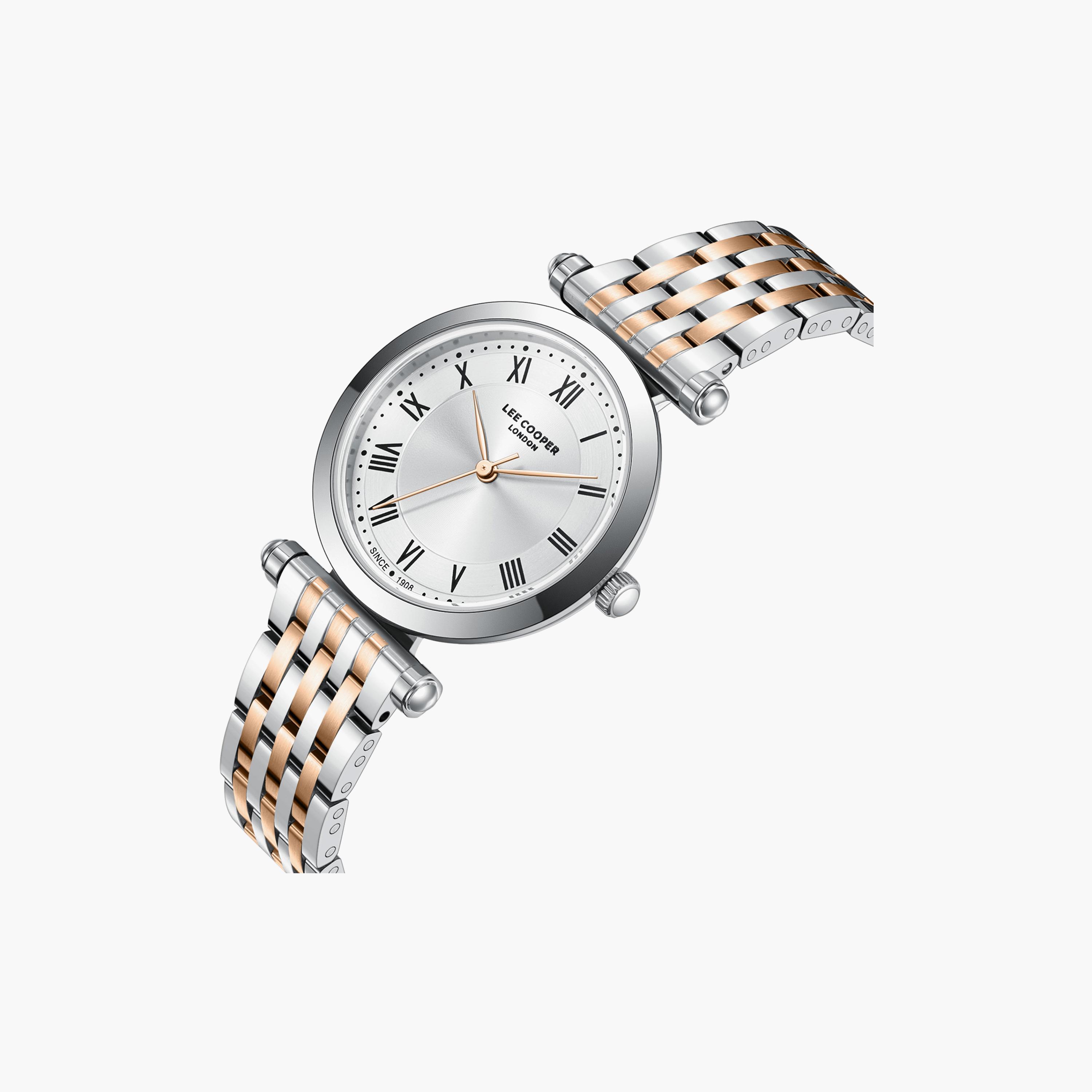 ساعة لي كوبر النسائية المعدنية التناظرية الفضية والذهبية مقاس 43.5 ملم | LC08290.530-women-watchesandjewellery-watches-image-3