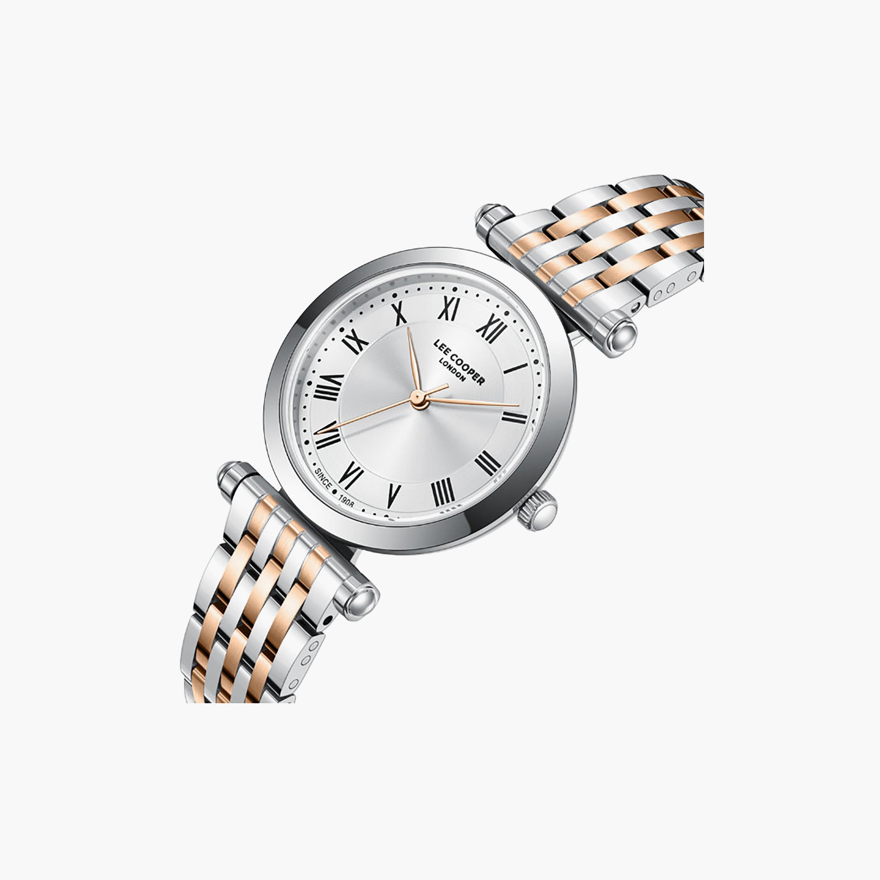 ساعة لي كوبر النسائية المعدنية التناظرية الفضية والذهبية مقاس 43.5 ملم | LC08290.530-women-watchesandjewellery-watches-image-6