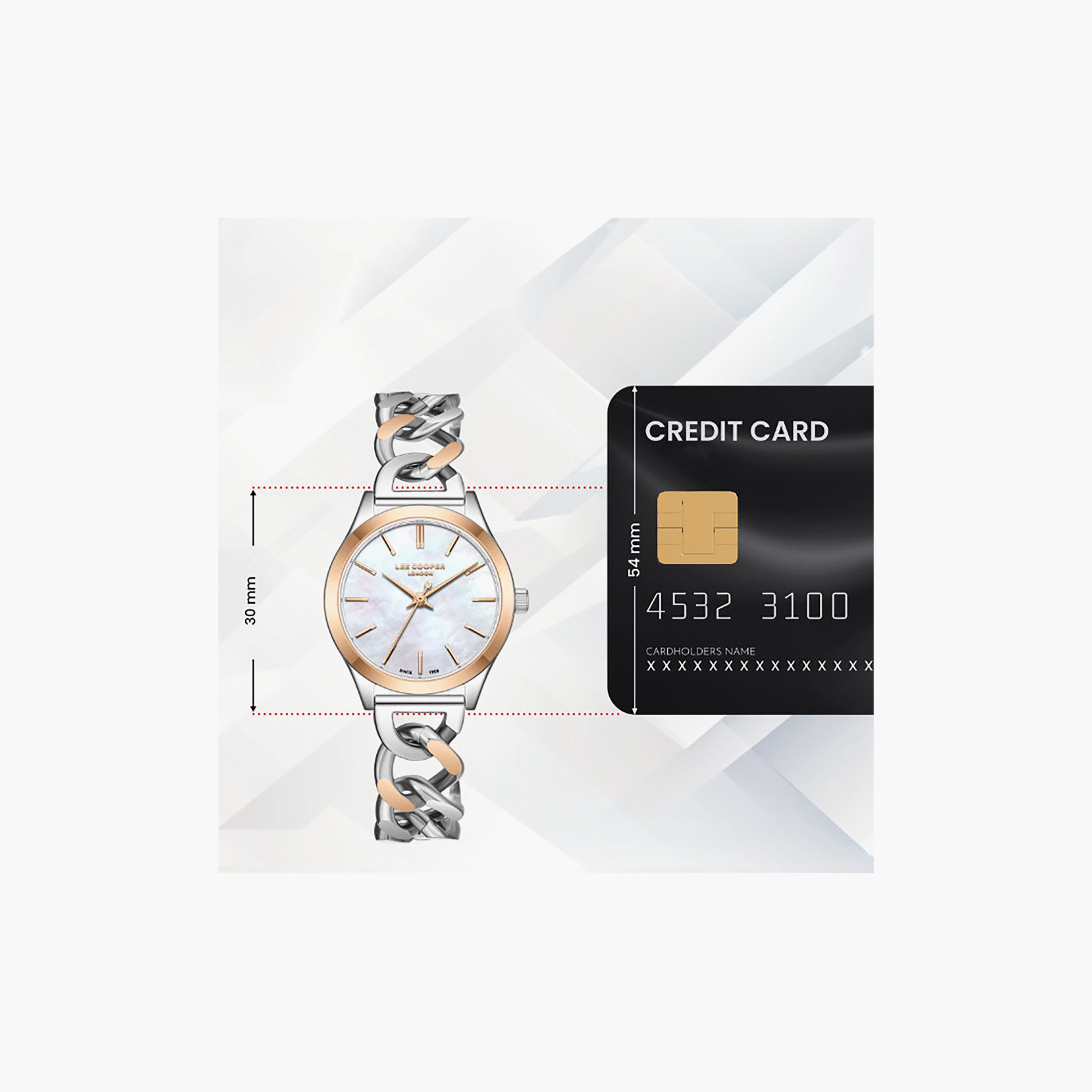 ساعة لي كوبر النسائية المعدنية التناظرية الفضية والذهبية مقاس 42.5 ملم | LC08291.520-women-watchesandjewellery-watches-image-10