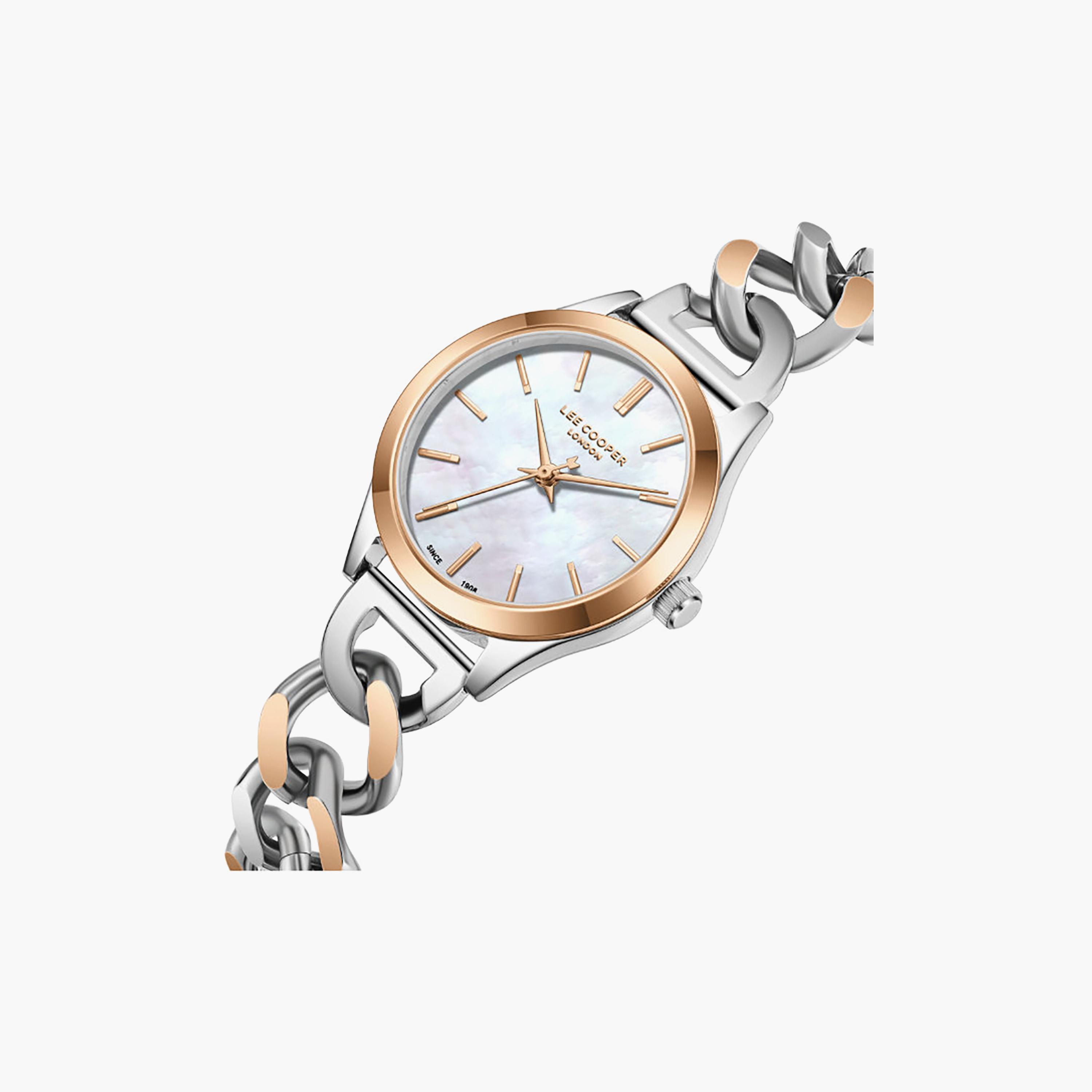 ساعة لي كوبر النسائية المعدنية التناظرية الفضية والذهبية مقاس 42.5 ملم | LC08291.520-women-watchesandjewellery-watches-image-6