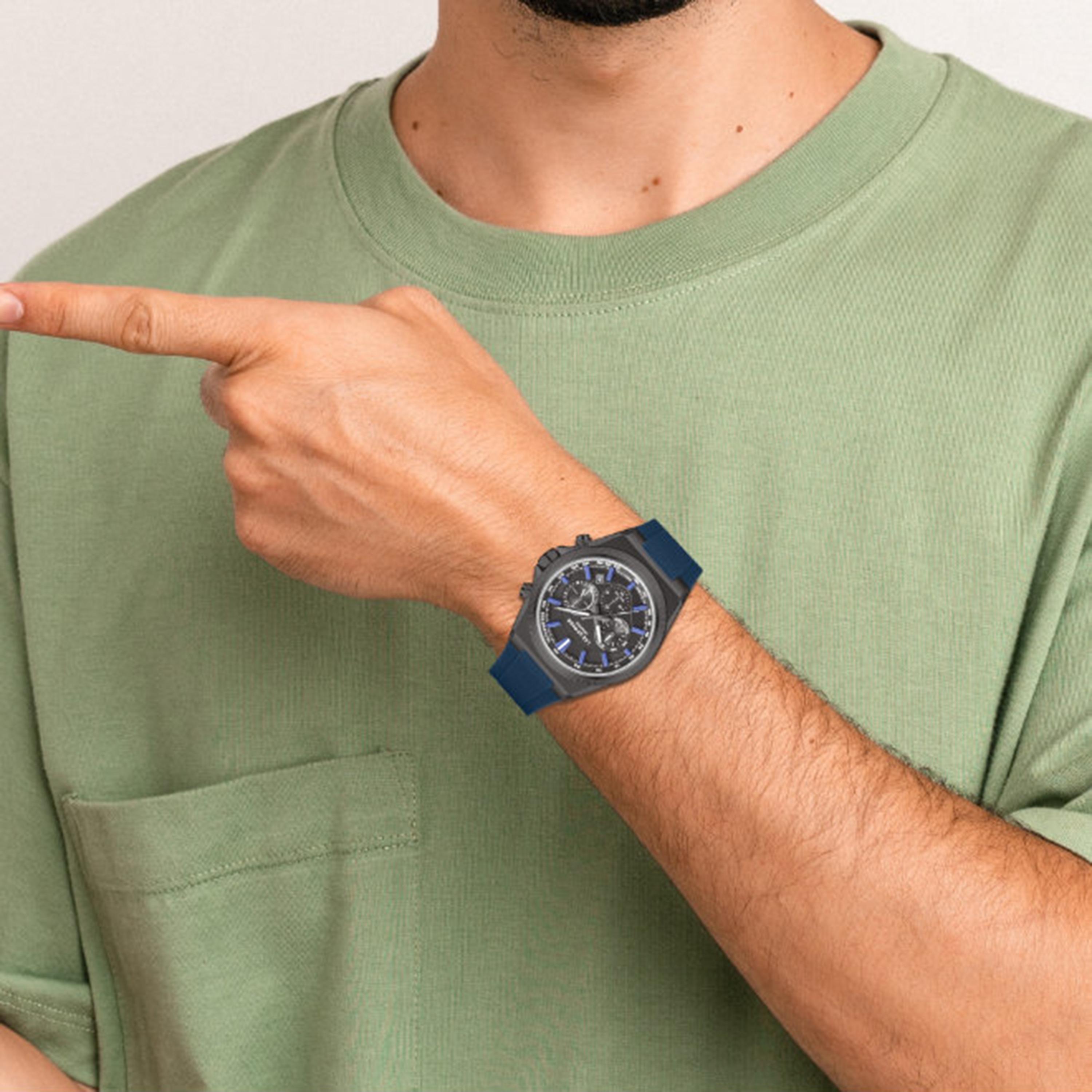 ساعة كرونوغراف سيليكون باللون الأزرق 39 مم للرجال من لي كوبر | LC08304.069-men-watchesandjewellery-watches-image-2
