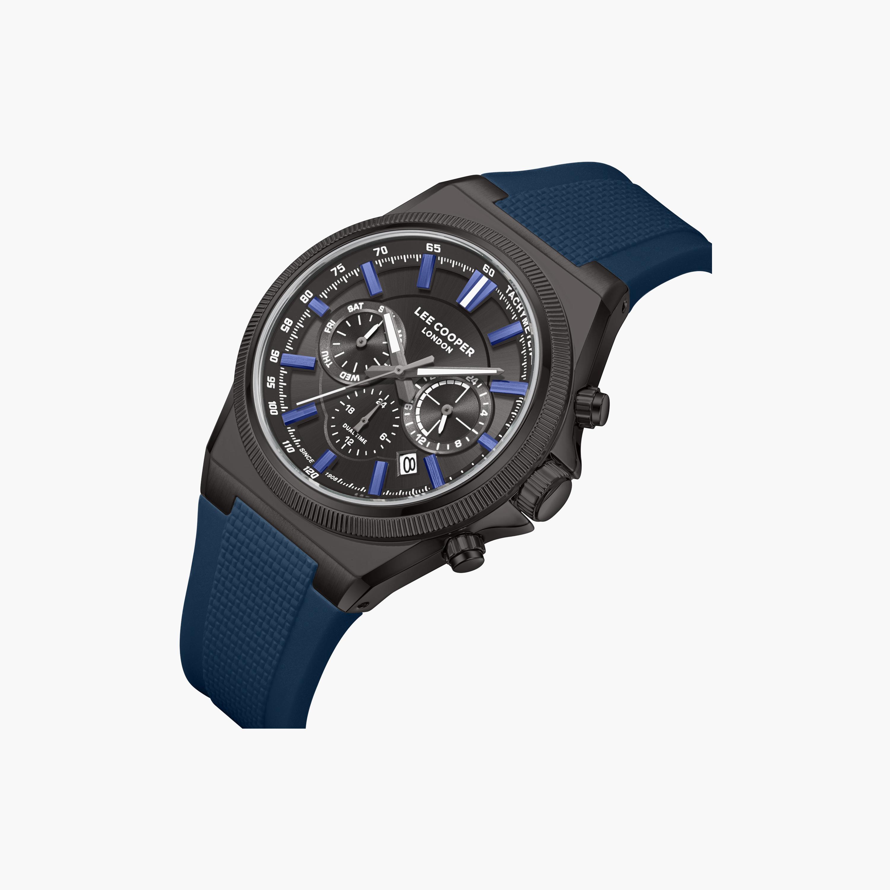 ساعة كرونوغراف سيليكون باللون الأزرق 39 مم للرجال من لي كوبر | LC08304.069-men-watchesandjewellery-watches-image-3