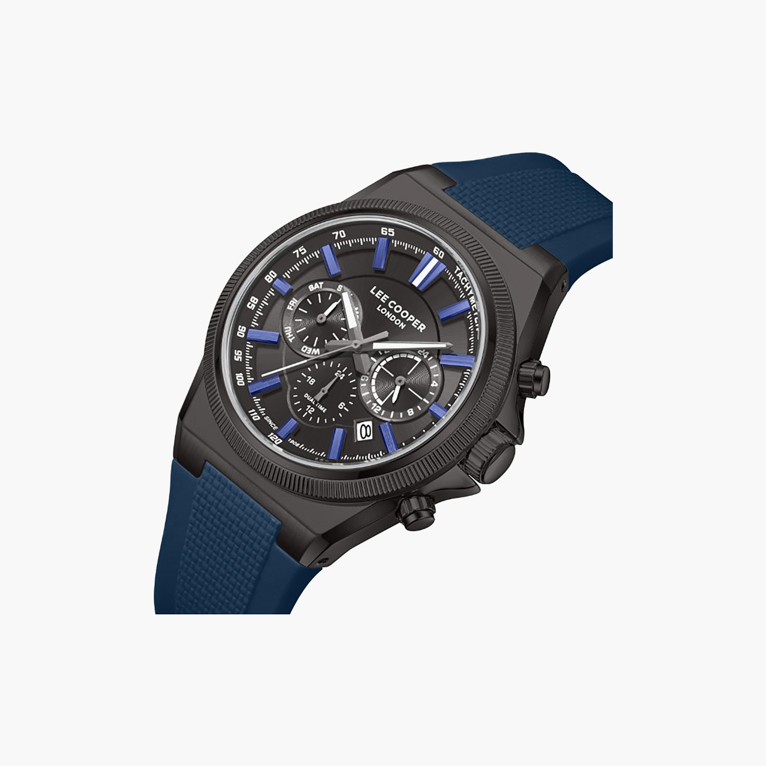 ساعة كرونوغراف سيليكون باللون الأزرق 39 مم للرجال من لي كوبر | LC08304.069-men-watchesandjewellery-watches-image-6