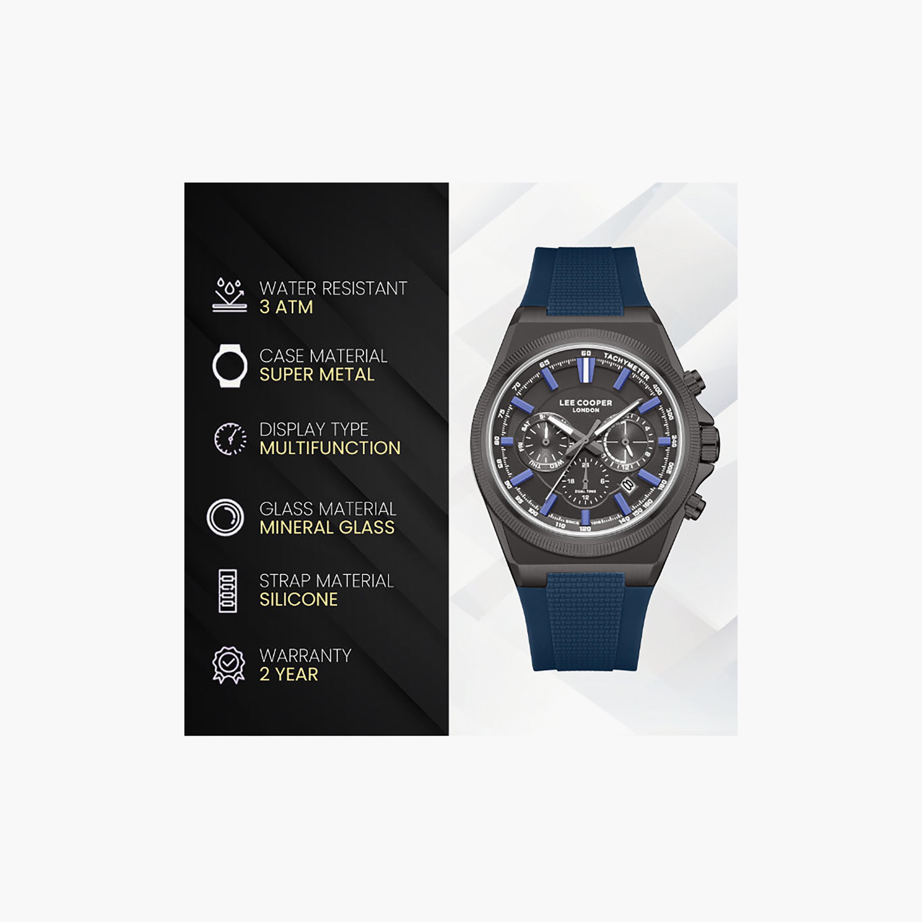 ساعة كرونوغراف سيليكون باللون الأزرق 39 مم للرجال من لي كوبر | LC08304.069-men-watchesandjewellery-watches-image-9