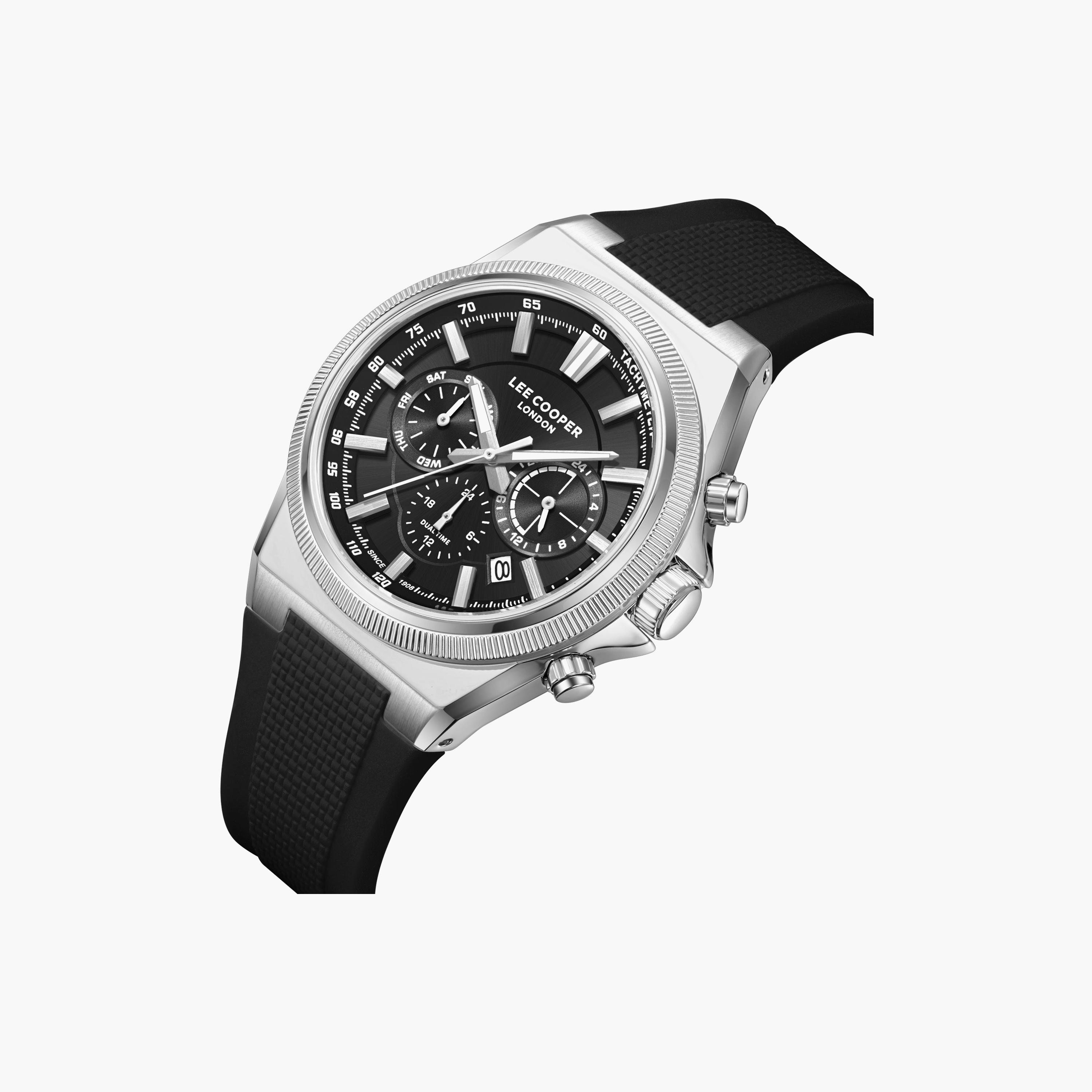Lee Cooper Men's 43MM Black Chronograph Silicone Watch | LC08304.351-men-watchesandjewellery-watches-image-3