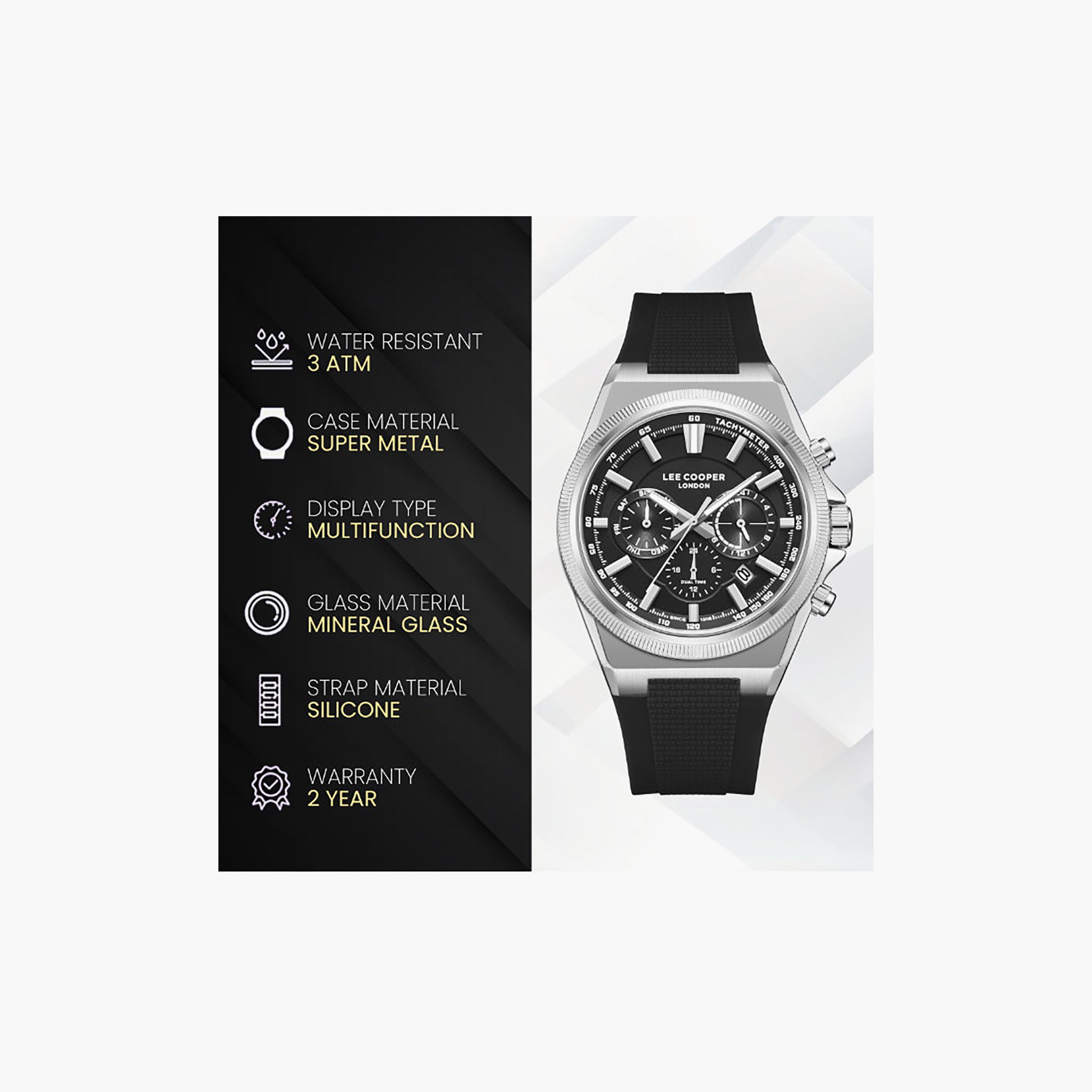 Lee Cooper Men's 43MM Black Chronograph Silicone Watch | LC08304.351-men-watchesandjewellery-watches-image-9