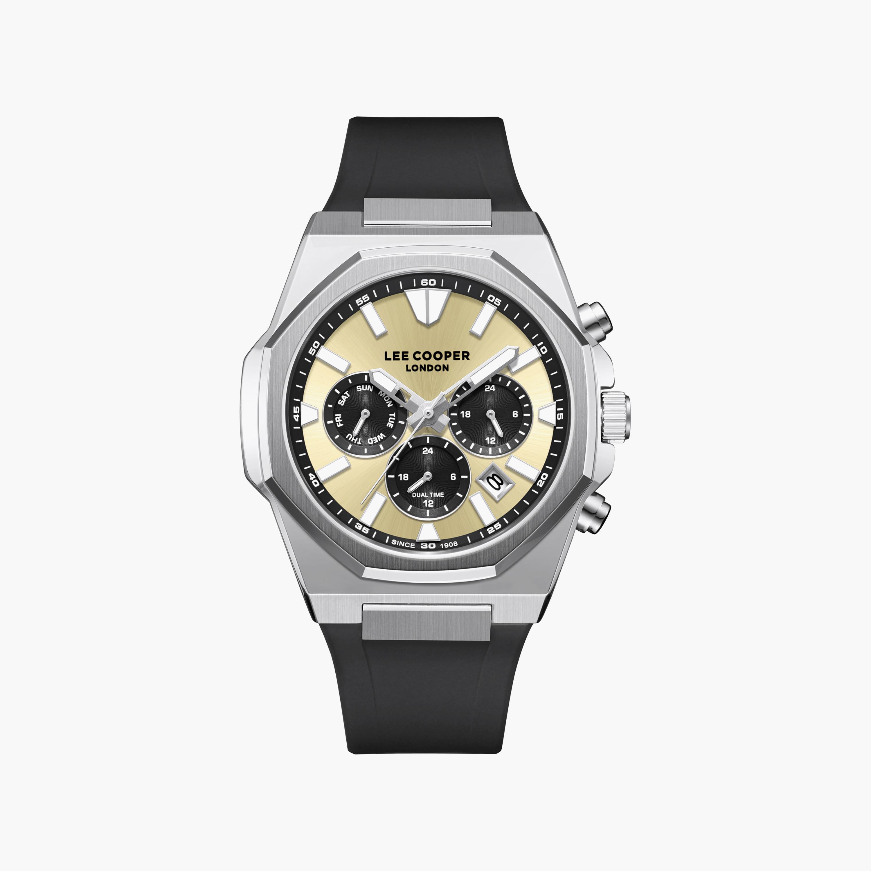 ساعة كرونوغراف سيليكون باللون الأسود 45 مم للرجال من لي كوبر | LC08313.311-men-watchesandjewellery-watches-image-1