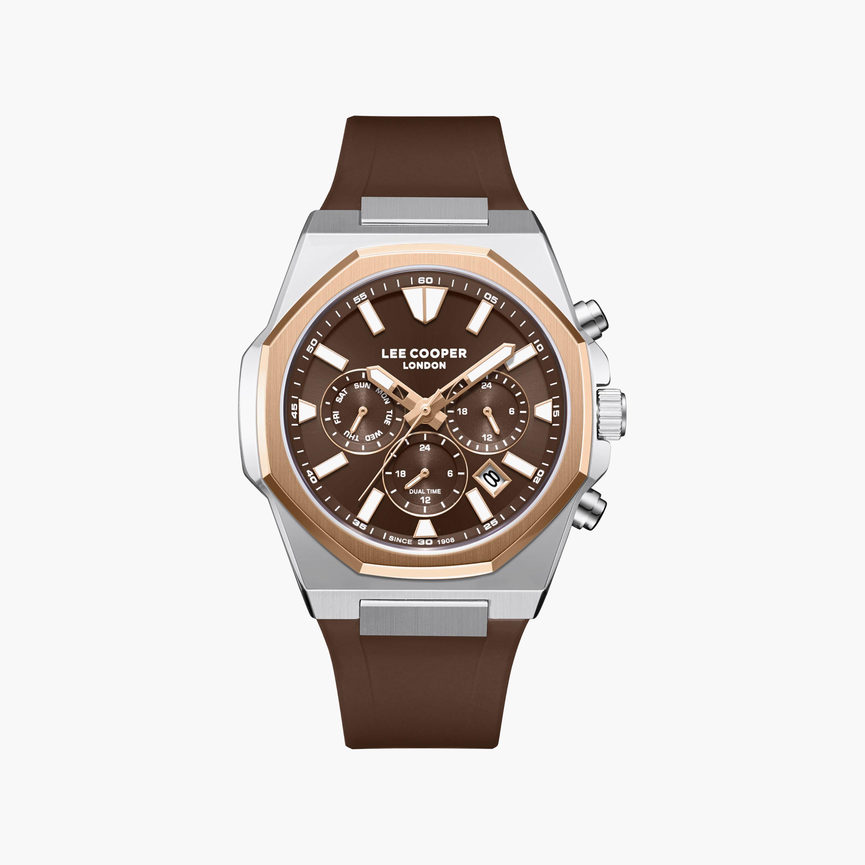 Lee Cooper Men's 45MM Brown Chronograph Silicone Watch | LC08313.542-men-watchesandjewellery-watches-image-1