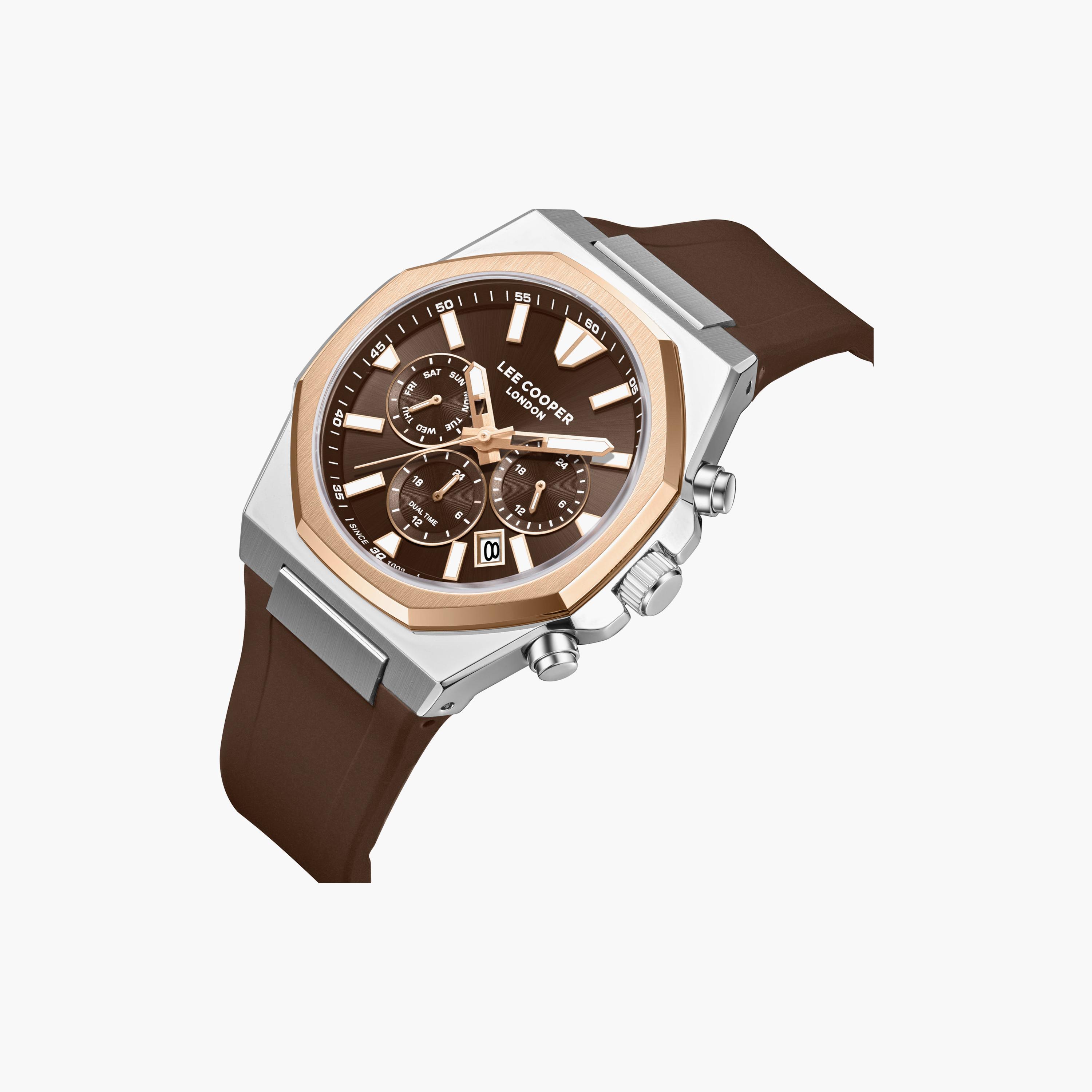 Lee Cooper Men's 45MM Brown Chronograph Silicone Watch | LC08313.542-men-watchesandjewellery-watches-image-3