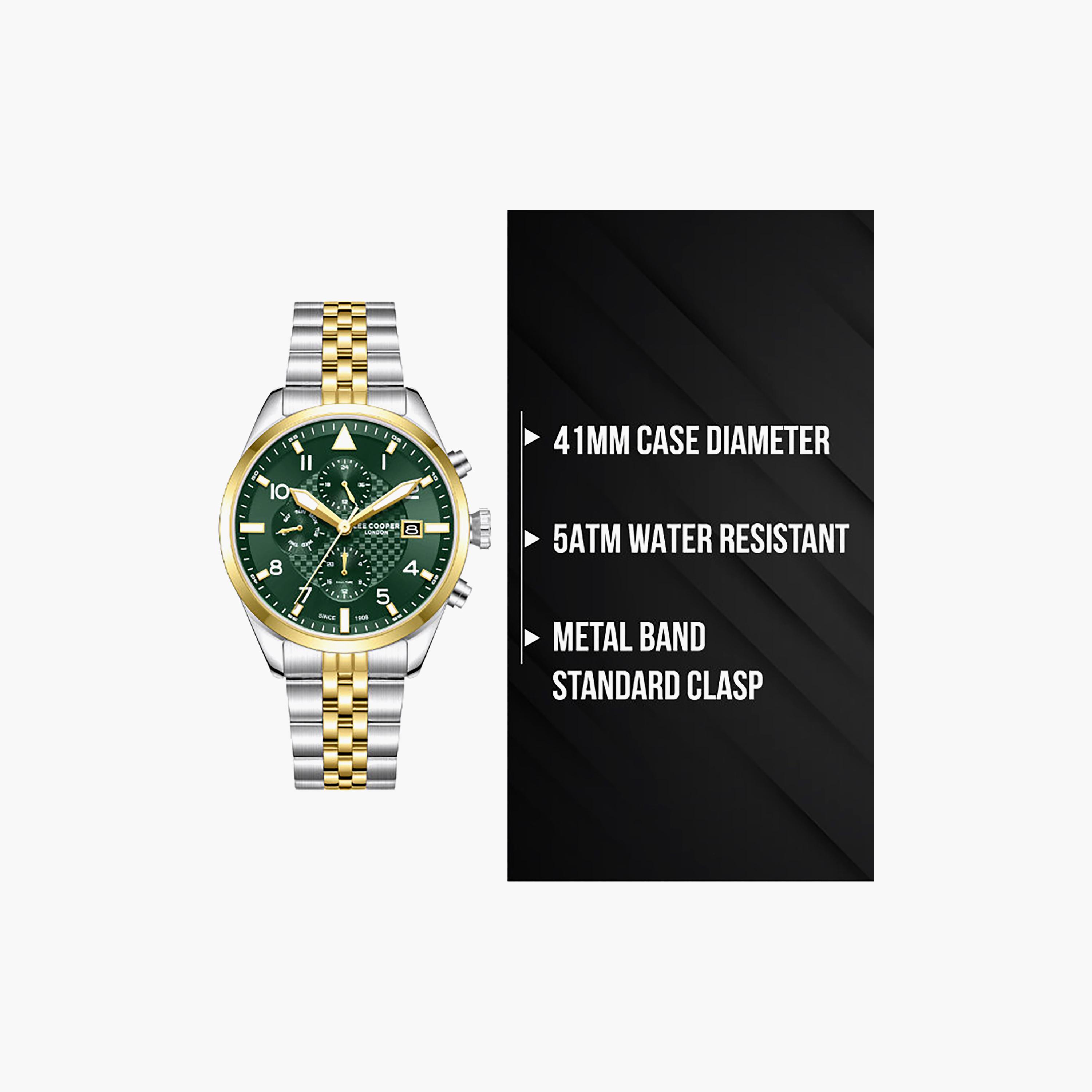 ساعة لي كوبر الرجالية المعدنية كرونوغراف فضية وذهبية مقاس 41 مم | LC08318.270-men-watchesandjewellery-watches-image-11