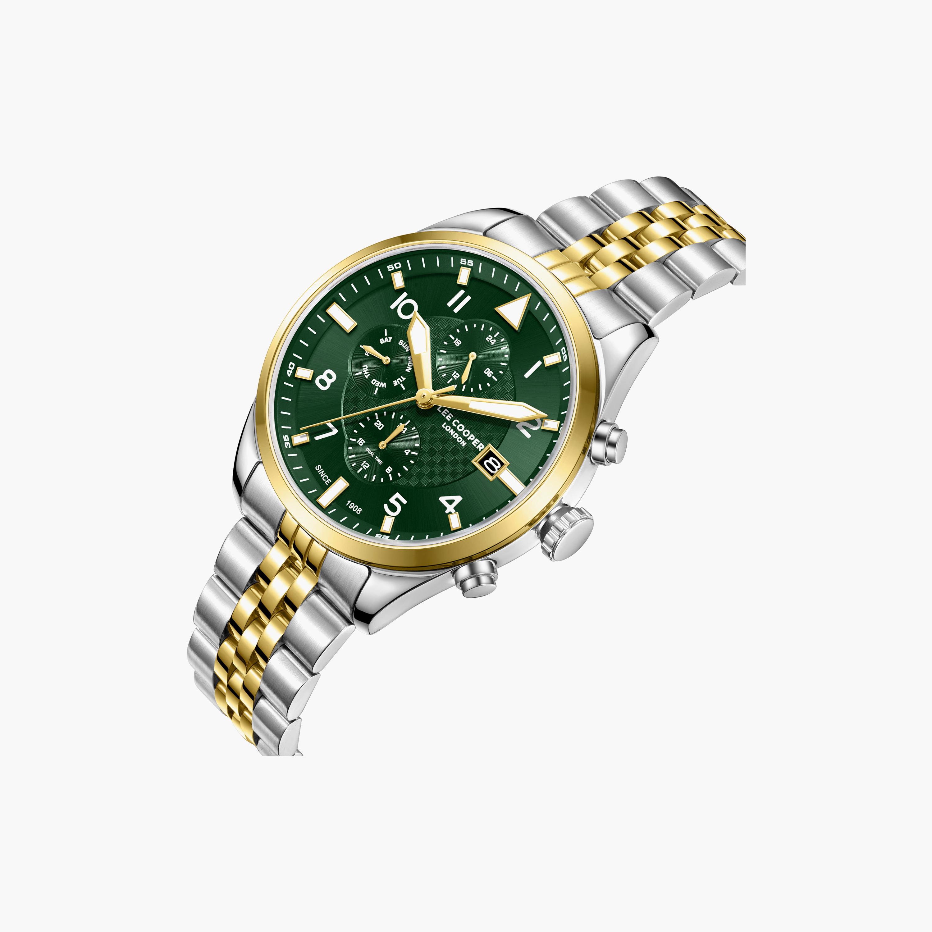 ساعة لي كوبر الرجالية المعدنية كرونوغراف فضية وذهبية مقاس 41 مم | LC08318.270-men-watchesandjewellery-watches-image-4