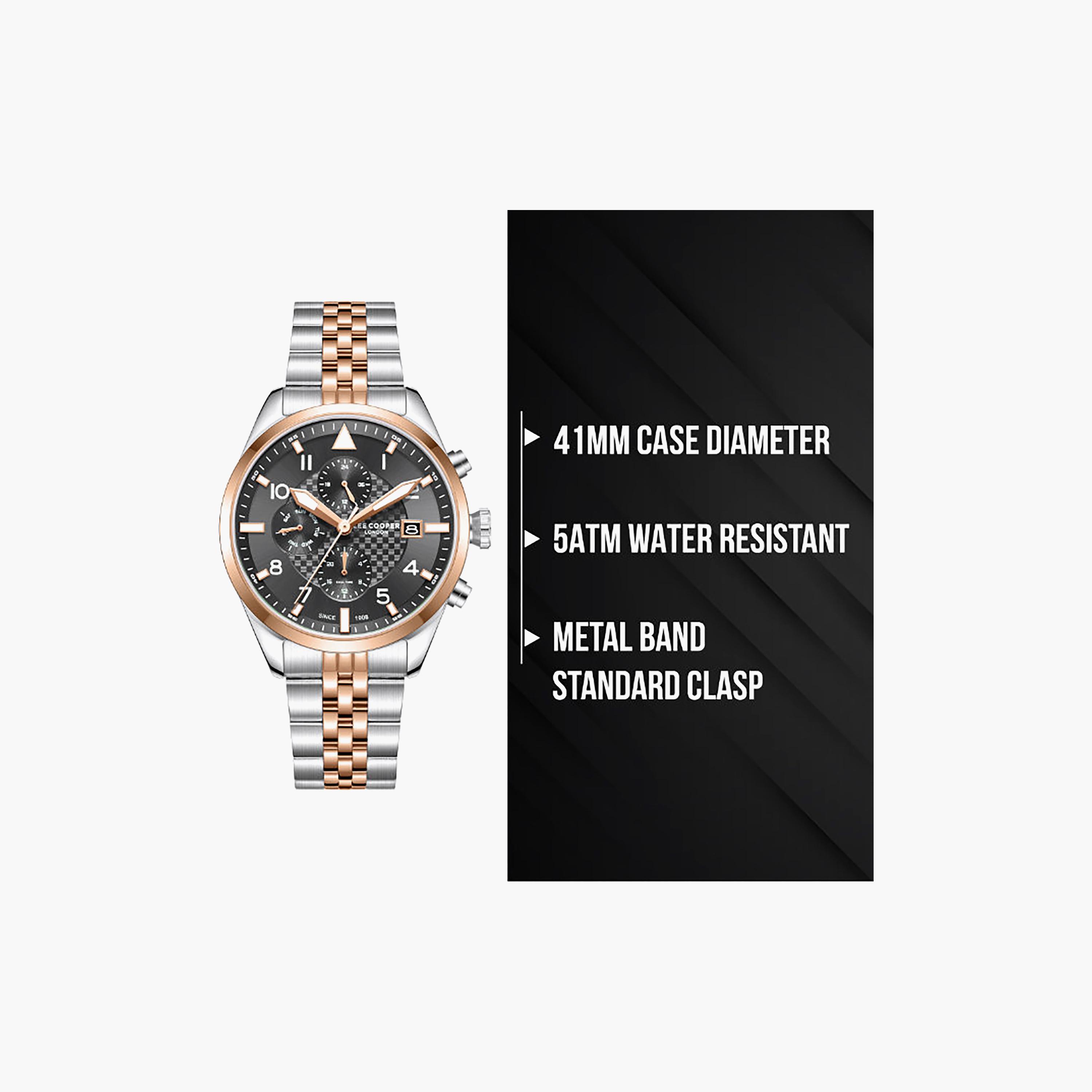 ساعة لي كوبر الرجالية المعدنية كرونوغراف فضية وذهبية مقاس 41 مم | LC08318.560-men-watchesandjewellery-watches-image-11