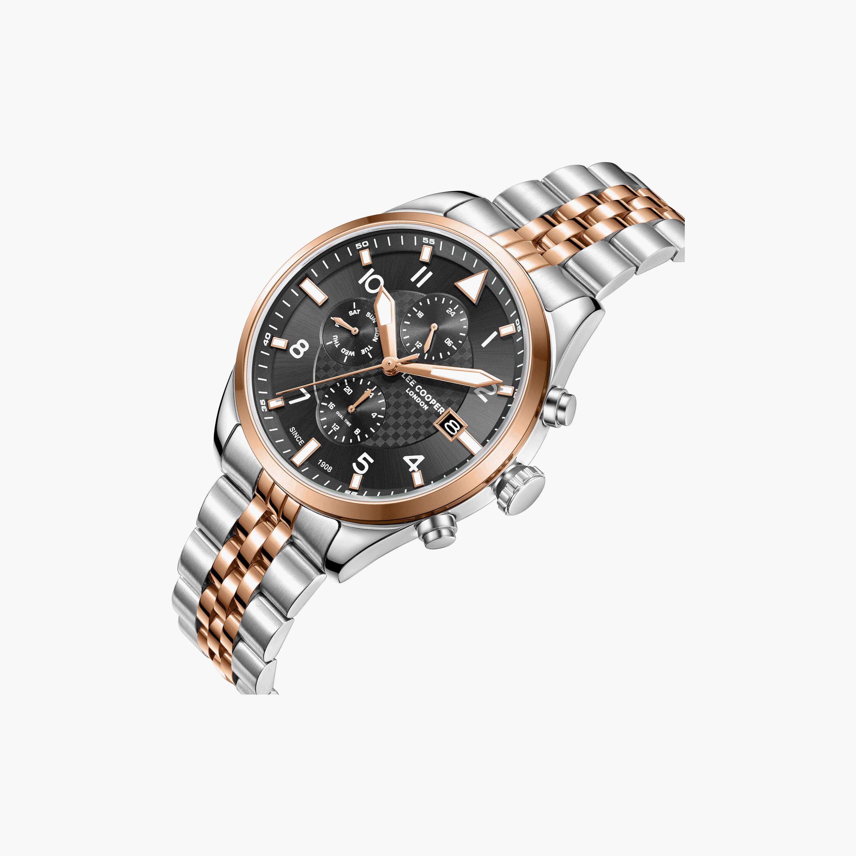 ساعة لي كوبر الرجالية المعدنية كرونوغراف فضية وذهبية مقاس 41 مم | LC08318.560-men-watchesandjewellery-watches-image-4