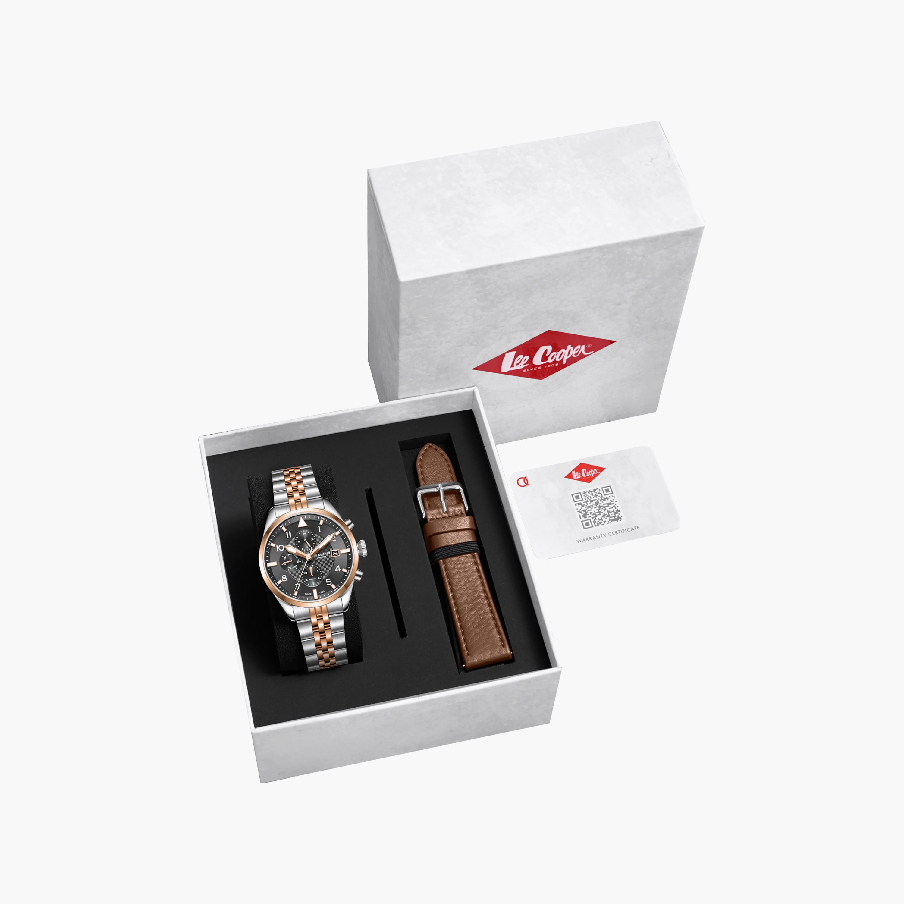 ساعة لي كوبر الرجالية المعدنية كرونوغراف فضية وذهبية مقاس 41 مم | LC08318.560-men-watchesandjewellery-watches-image-7